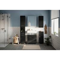 Badezimmer Linus 5-tlg. ca. 120 cm Schwarz - Schwarz Hochglanz/Silberfarben, MODERN, Glas/Holzwerkstoff (120cm) - MID.YOU