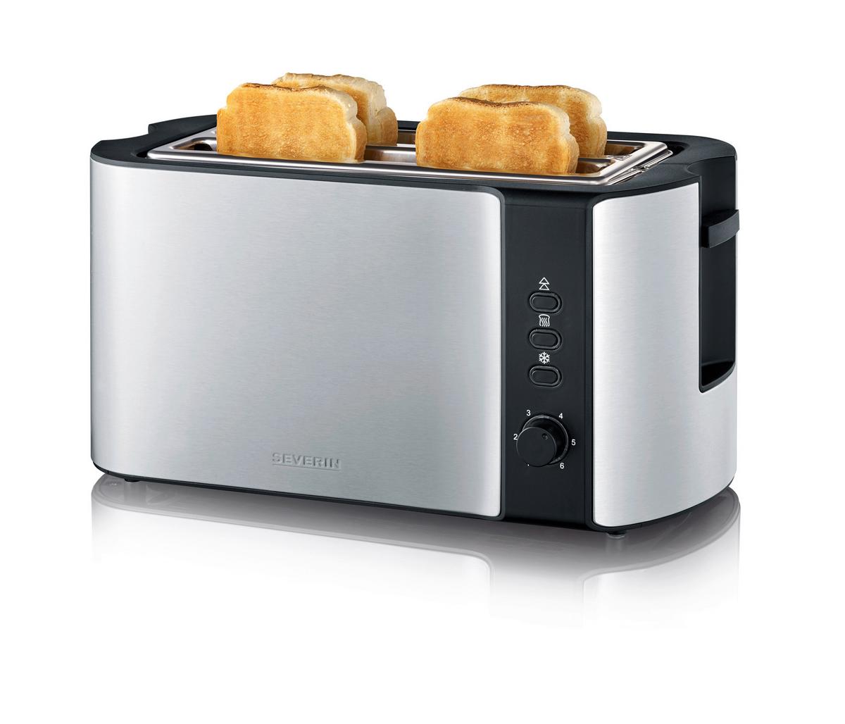Toaster AT 2590 max. 1400 Watt - Edelstahlfarben/Schwarz, Kunststoff/Metall (38/16,5/19cm) - Severin
