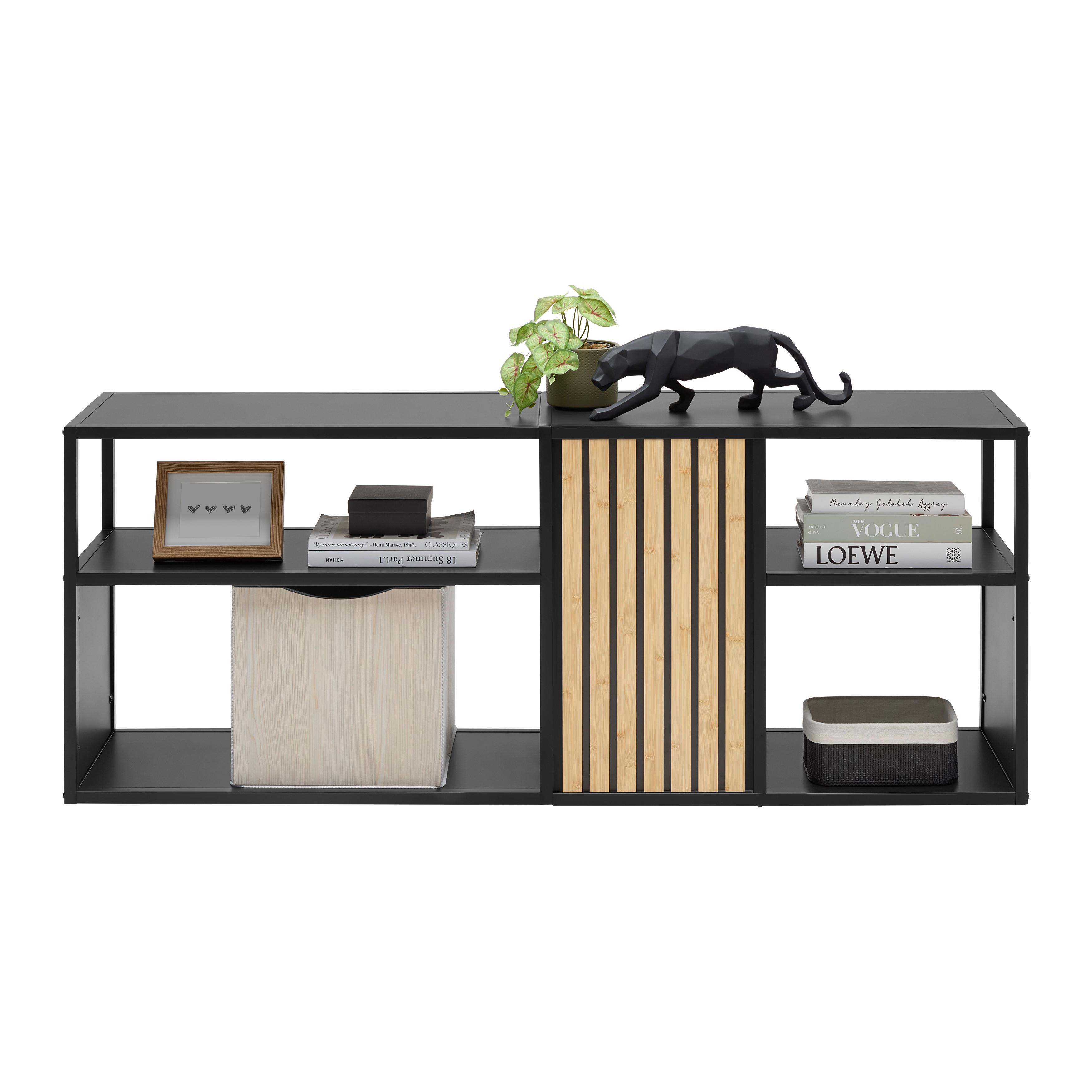 TV-BÄNK PANELO -EXKLUSIV- - svart/naturfärgad, Modern, metall/trämaterial (150/60/35cm) - Mömax