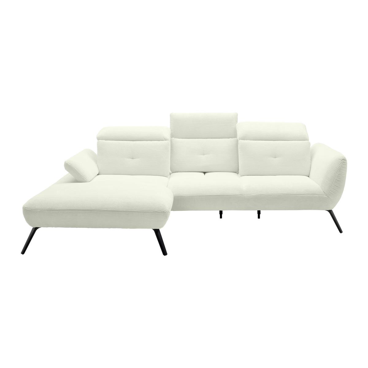 Wohnlandschaft Seattle Creme - Creme/Schwarz, MODERN, Holzwerkstoff/Textil (196/301cm) - Premium Living