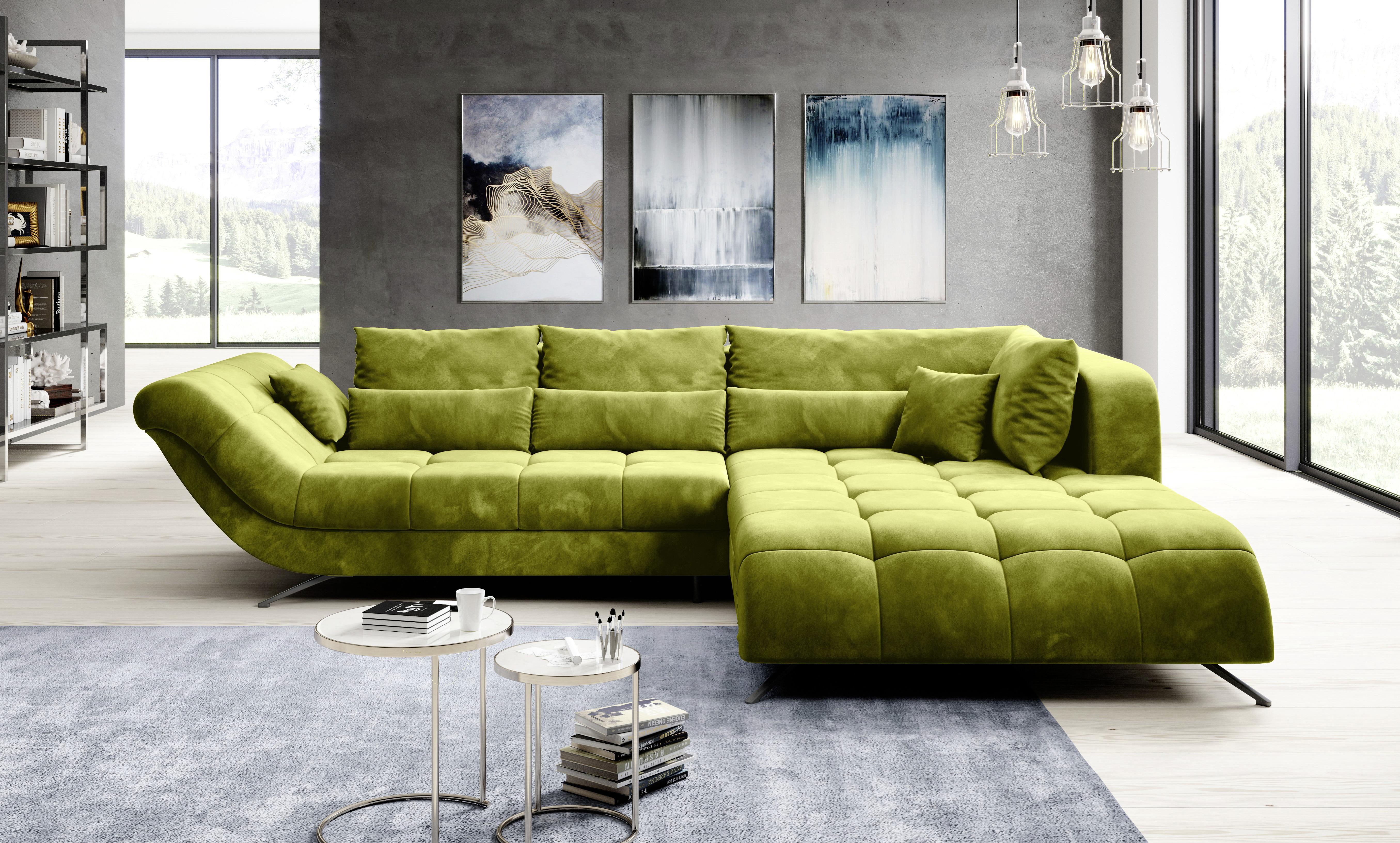 Sarokgarnitúra Calvin - Zöld, modern, Textil (290/84/210cm) - Modern Living