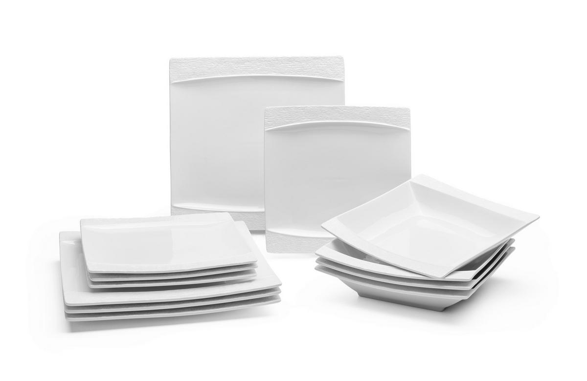 Serviciu de masă 12/1 Ruki - alb, Modern, ceramică (26.2/26/2.1cm) - Modern Living