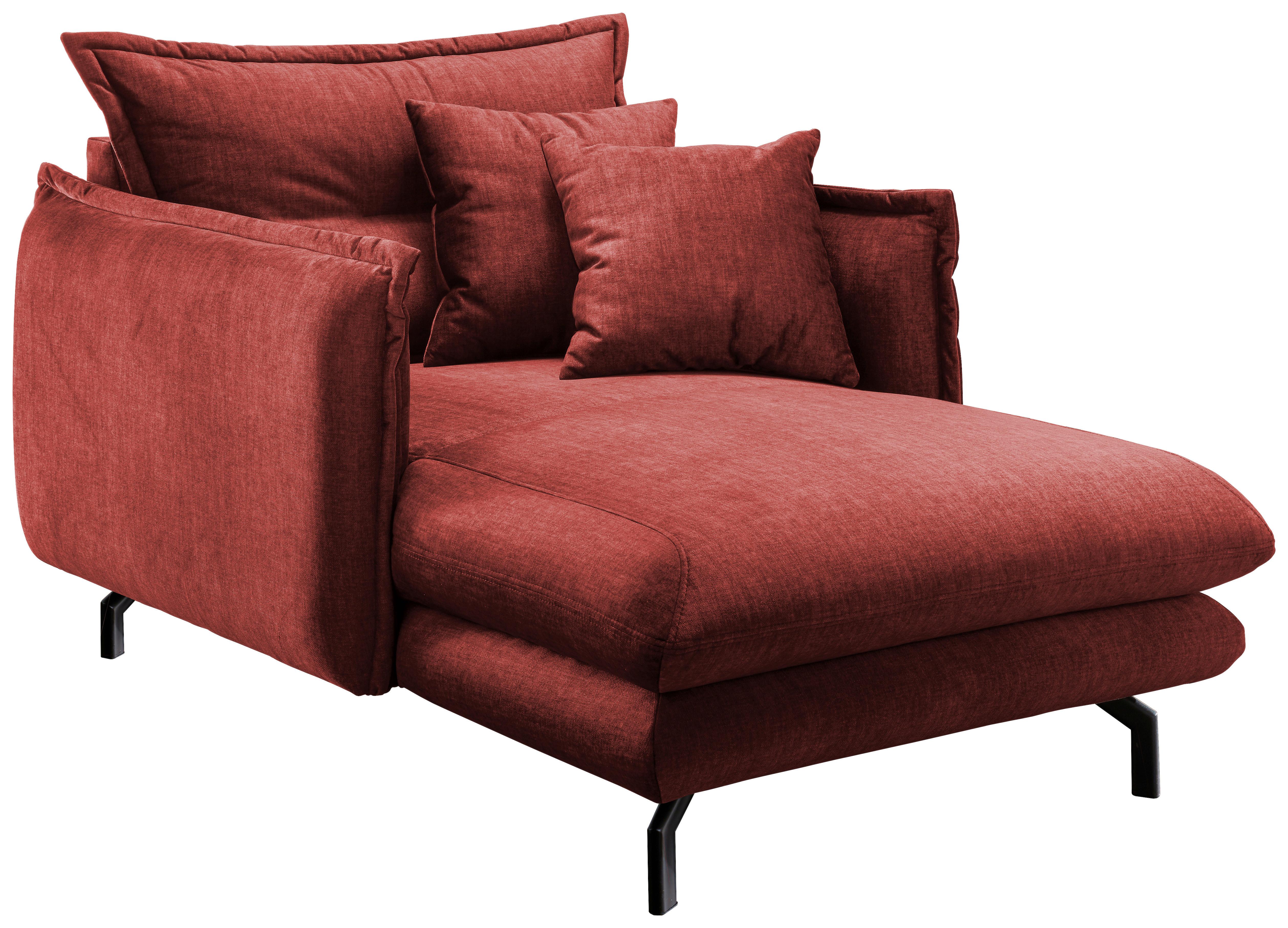 Wohnlandschaft Lava Koralle Velours - Koralle/Schwarz, MODERN, Textil/Metall (111/101/167cm) - Livetastic