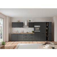 Küchenzeile Meran mit Geräten ca. 420 cm Grau/Eiche Dekor - Eiche Wotan/Schwarz, LIFESTYLE, Holzwerkstoff/Metall (420cm) - Held