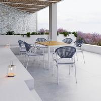 Gartengarnitur Carina Weiß/ Grau Metall/Polywood/Textilene - Dunkelgrau/Hellgrau, MODERN, Kunststoff/Textil (150/90/73cm) - Bessagi Garden