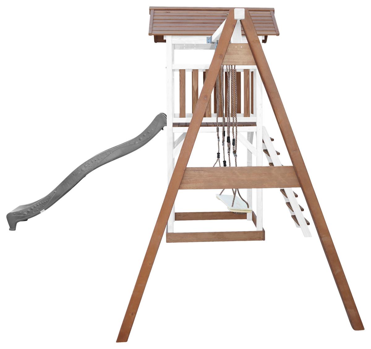 SPIELTURM A025.122.81 - Braun/Weiß, KONVENTIONELL, Holz/Kunststoff (356,6/241,9/349cm) - Ambia Garden