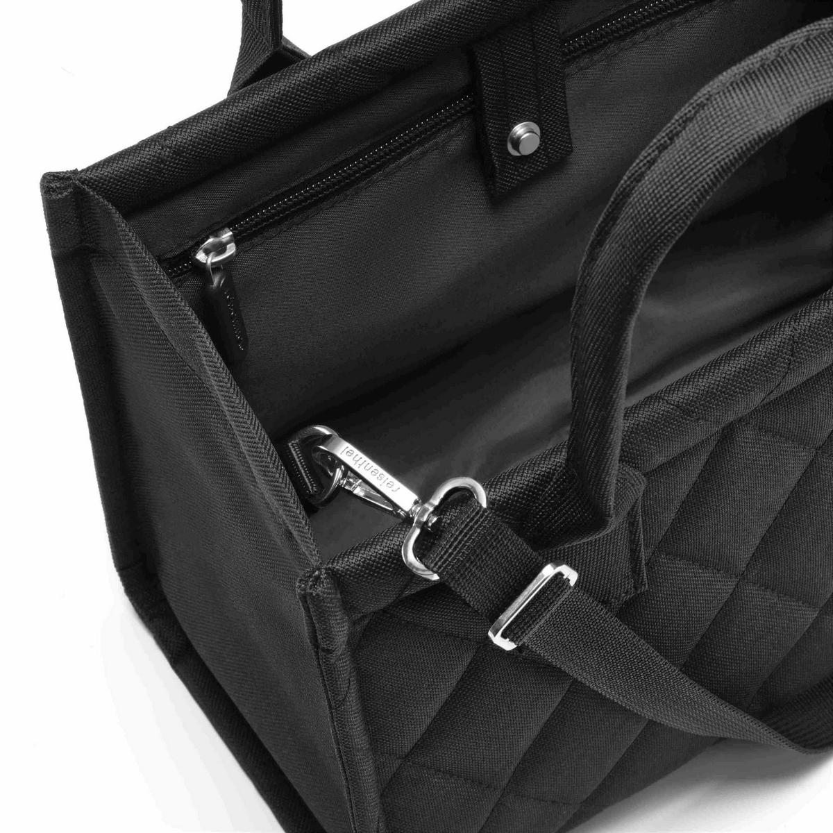 TORBA NA ZAKUPY DAILY SHOPPER XS RHOMBUS BLACK - czarny, Basics, tkanina (27/21/14cm) - Reisenthel