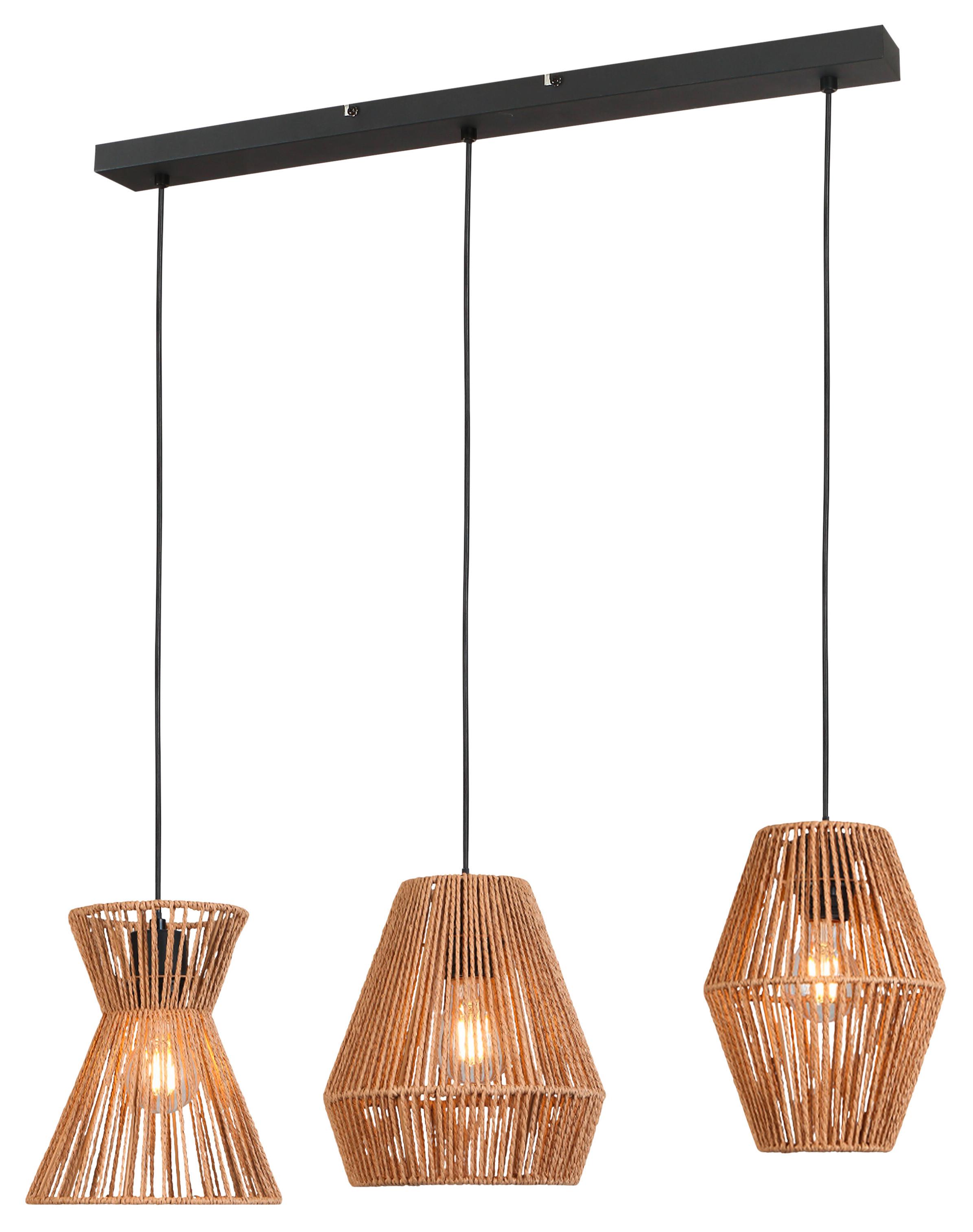 Hängeleuchte Naturm in Natur/Schwarz - Schwarz/Naturfarben, KONVENTIONELL, Papier/Metall (80/20/120cm) - Modern Living