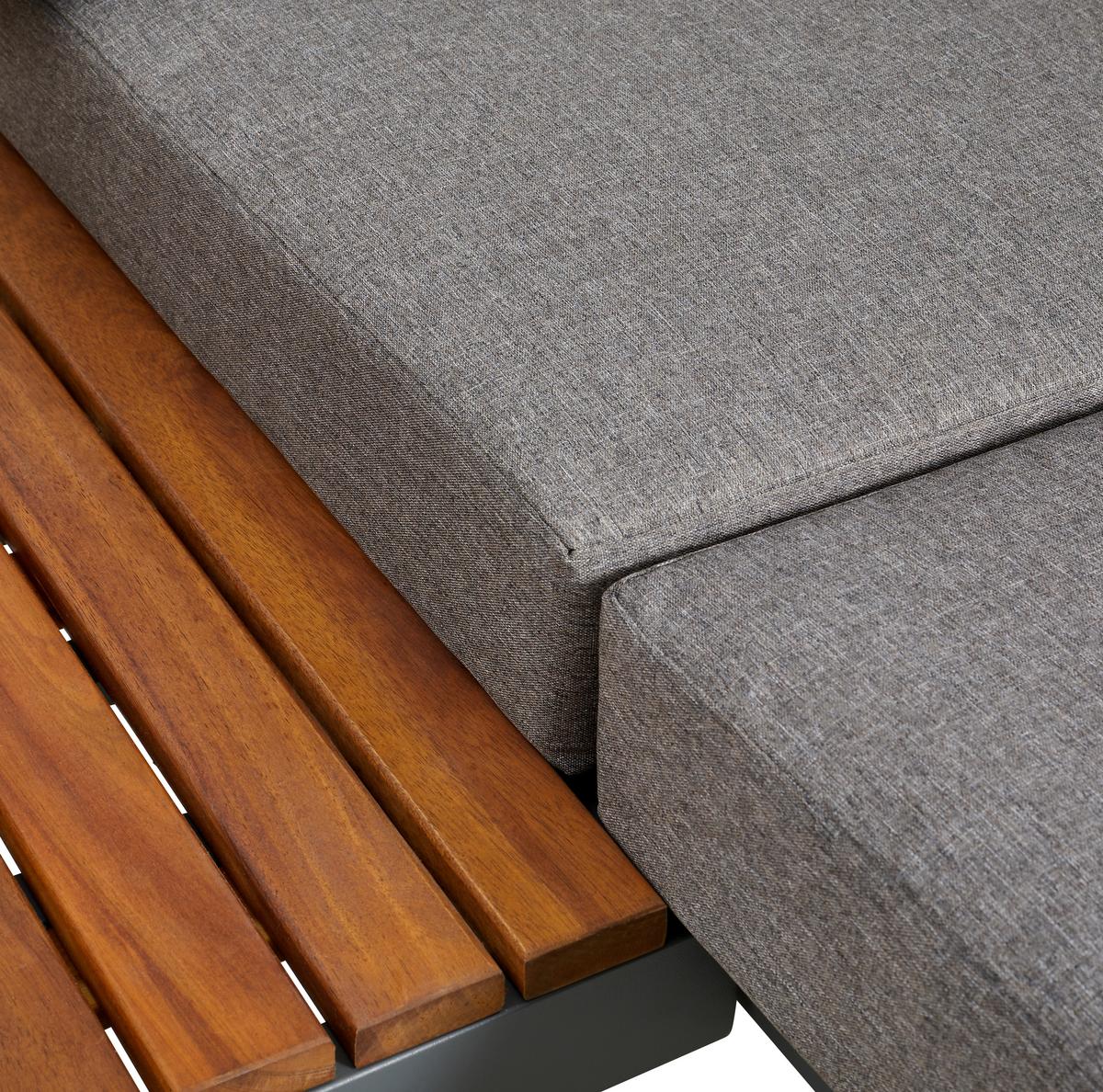 KOMPLET MEBLI TARASOWYCH PARIS - kolor drewna tekowego/szary, Modern, metal/drewno (110/45-63/48cm) - Ambia Garden