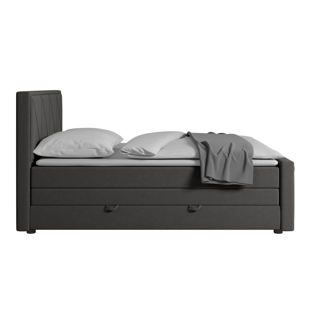 Boxspringbett Oslo ca. 180x200 cm Anthrazit - Anthrazit/Schwarz, MODERN, Karton/Holzwerkstoff (180/200cm) - MID.YOU