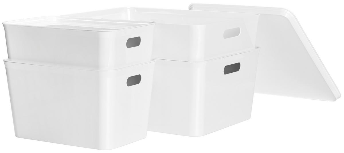 POJEMNIK/PRZECHOWYWANIE-ZESTAW 080835W - biały, Basics, tworzywo sztuczne - Homeware