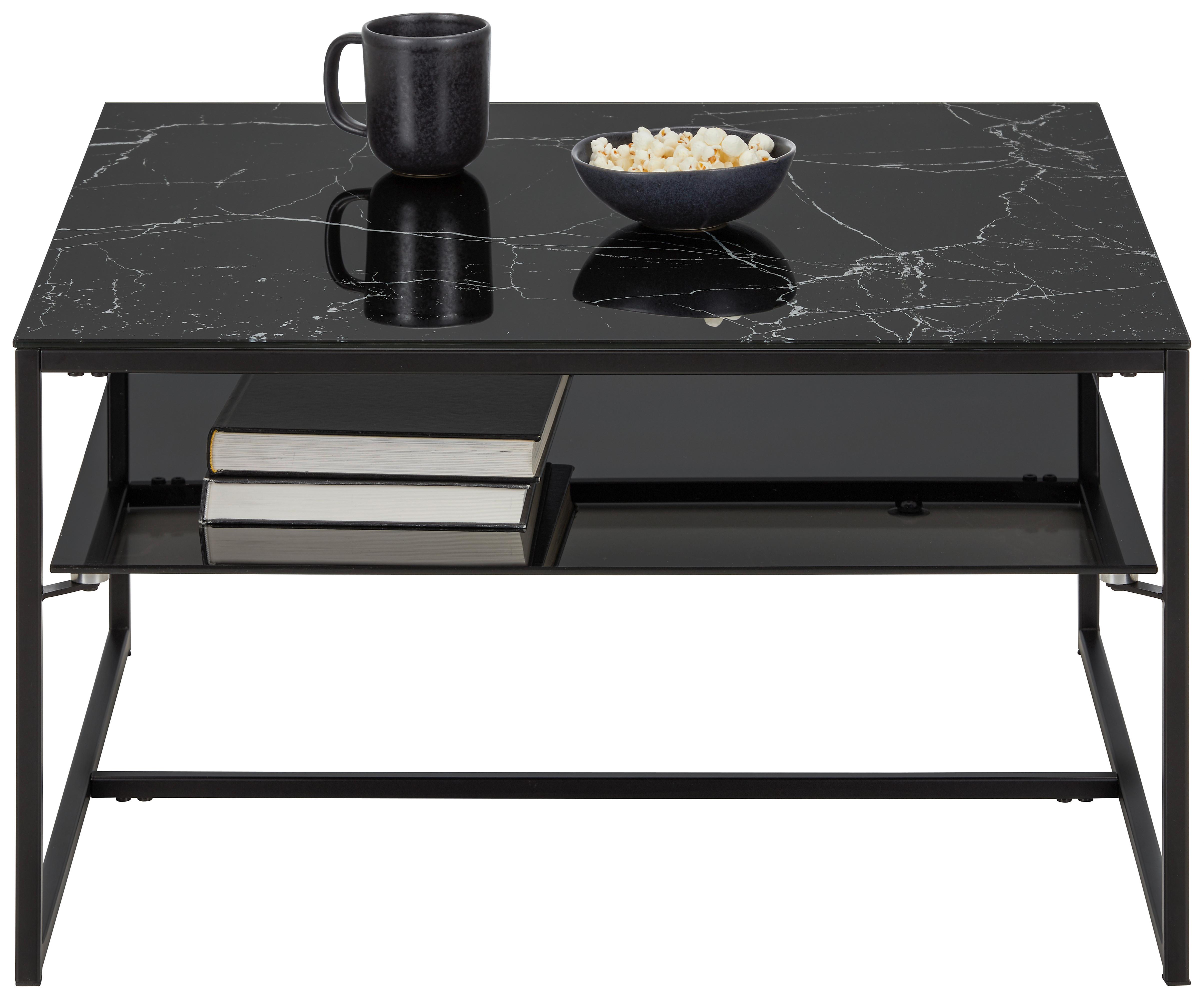 Couchtisch Aiden in Schwarz mit Ablage - Schwarz, MODERN, Glas/Metall (75/75/43cm) - Mömax