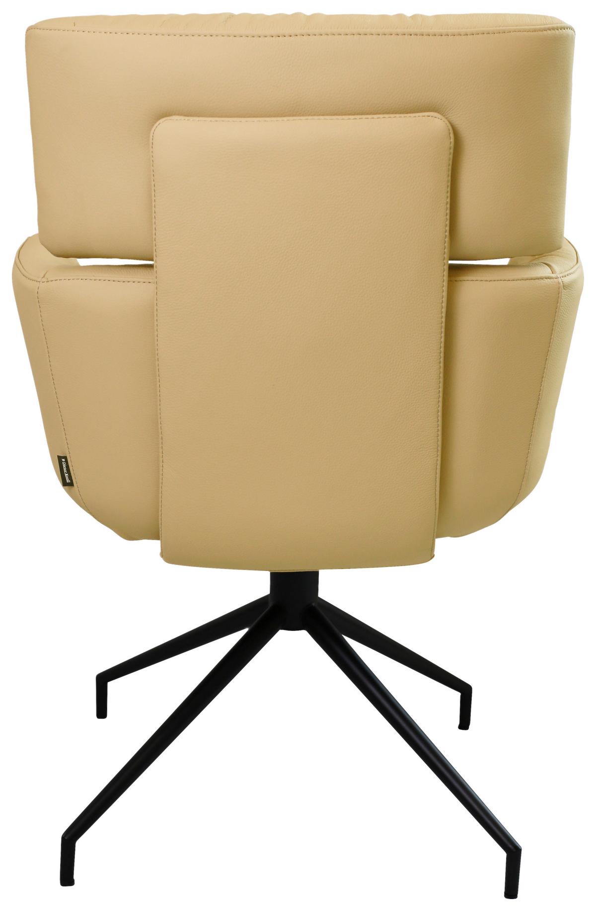 KRZESŁO Z PODŁOKIETNIKAMI PABLO -EXKLUSIV- - czarny/jasnobrązowy, Design, skóra/metal (62/92/66cm) - Dieter Knoll