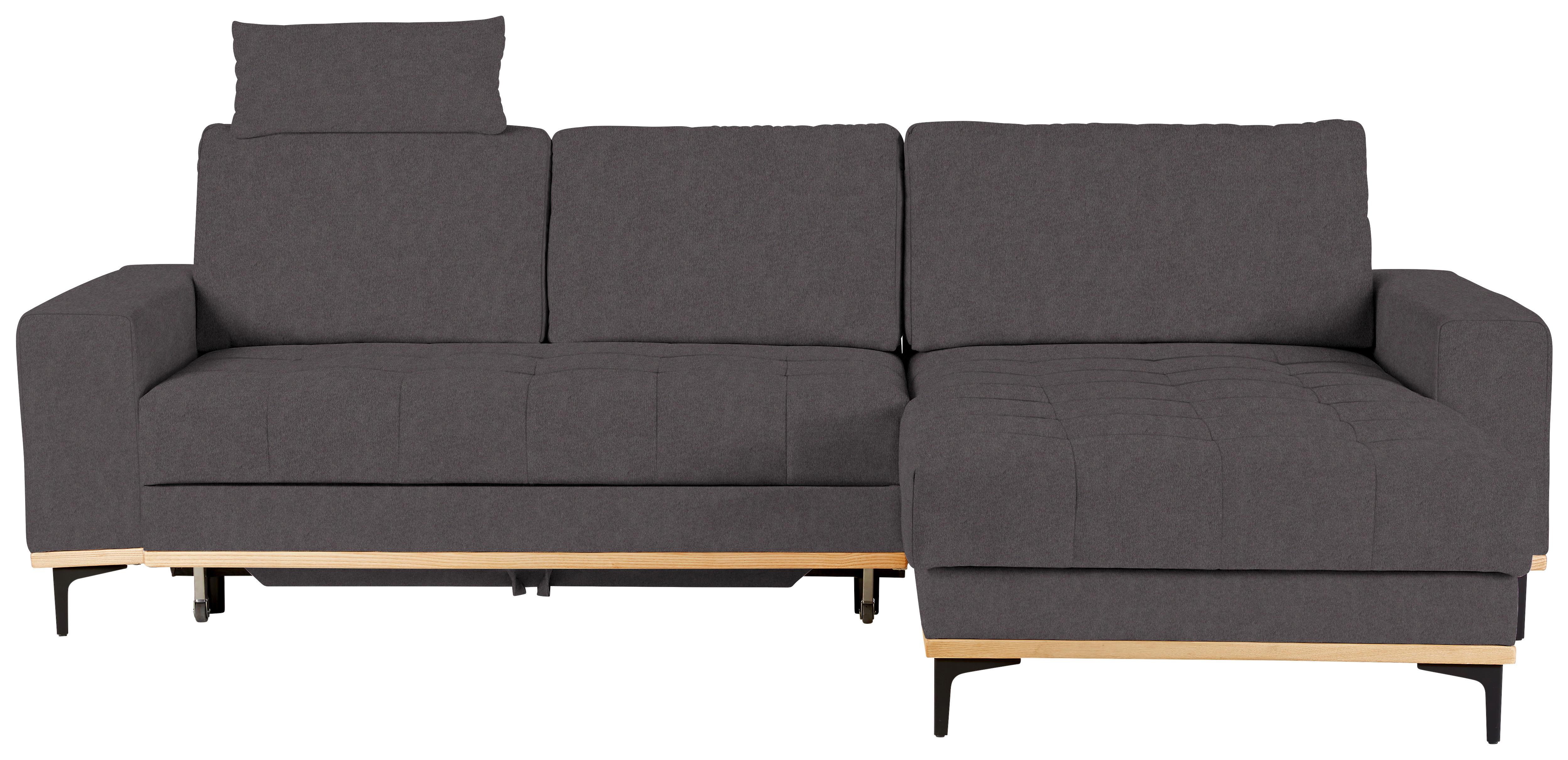 Wohnlandschaft Casper Dunkelgrau - Dunkelgrau/Schwarz, Konventionell, Textil/Metall (272/87/171cm) - Zandiara