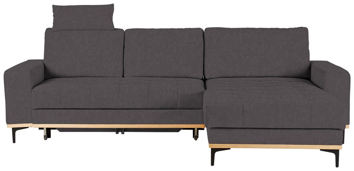 Wohnlandschaft Casper Dunkelgrau - Dunkelgrau/Schwarz, Konventionell, Textil/Metall (272/87/171cm) - Zandiara