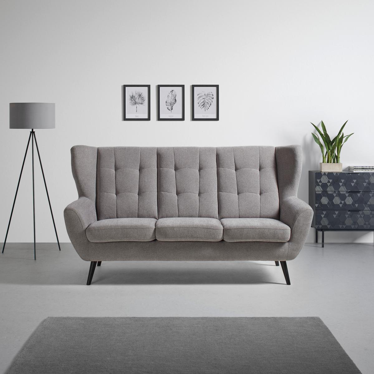 Canapea cu 3 locuri HELSINKI - gri închis/gri, Modern, lemn/textil (193/102/90cm) - Mömax