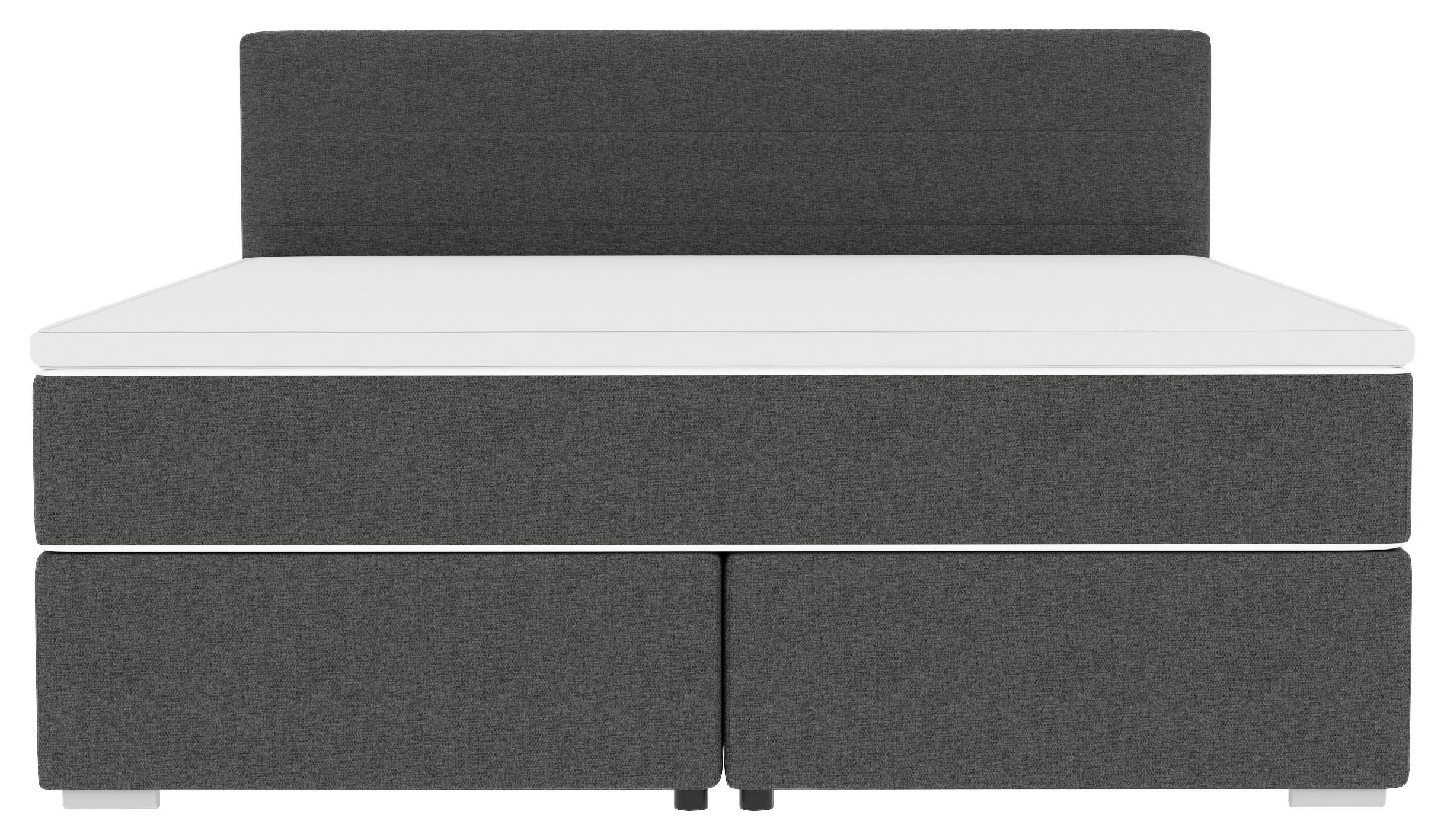 Postelja Boxspring Catania 180x200cm, S Topperjem - barve kroma/antracit, Konvencionalno, umetna masa/tekstil (180/200cm) - Mömax
