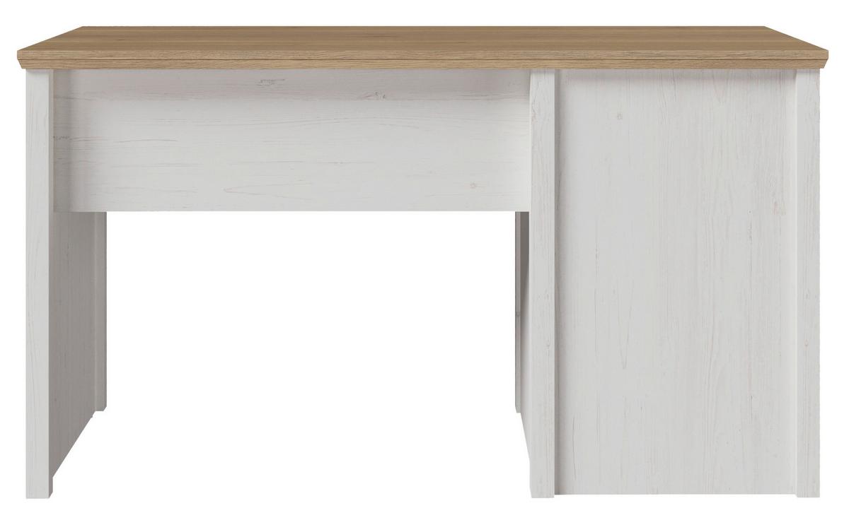 Schreibtisch Korsika Eiche-/Kieferfarben - Eichefarben/Schwarz, ROMANTIK / LANDHAUS, Holzwerkstoff/Metall (136/60/76cm) - Mömax