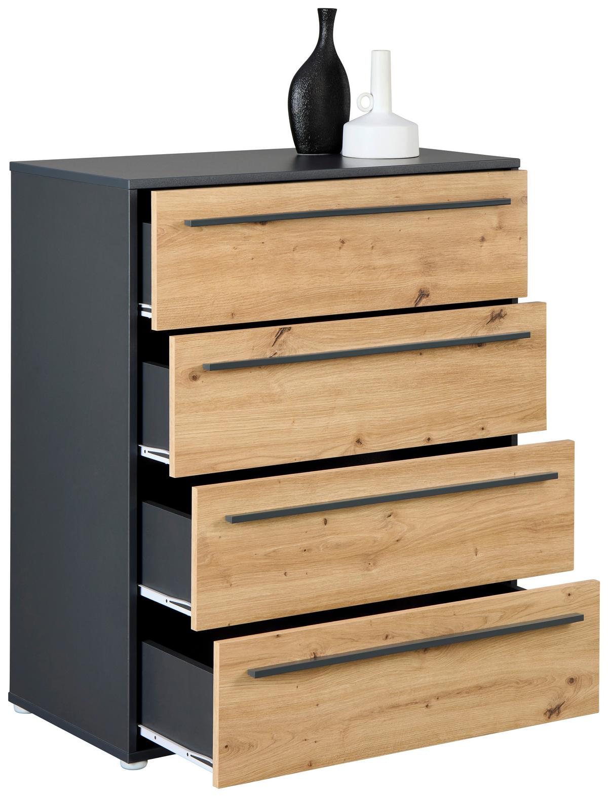 Comodă ADRIANO 2 - stejar Artisan/antracit, Trend, material pe bază de lemn (80/94,8/41,2cm) - Modern Living