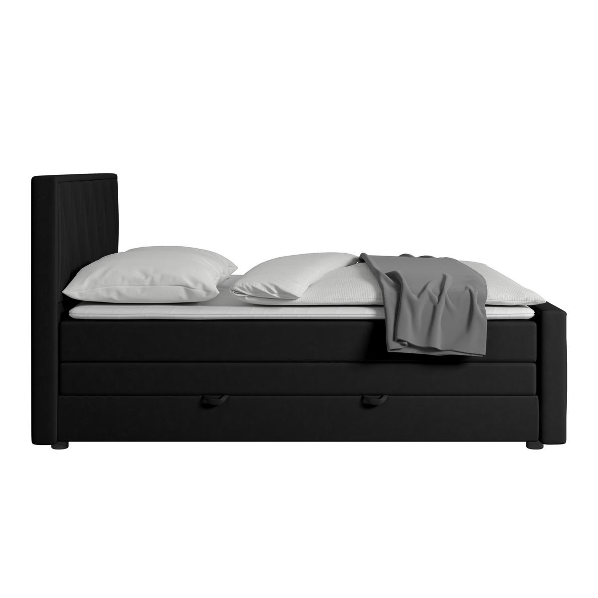 Boxspringbett Porto ca. 180x200 cm Schwarz - Schwarz, MODERN, Holzwerkstoff/Kunststoff (180/200cm) - MID.YOU
