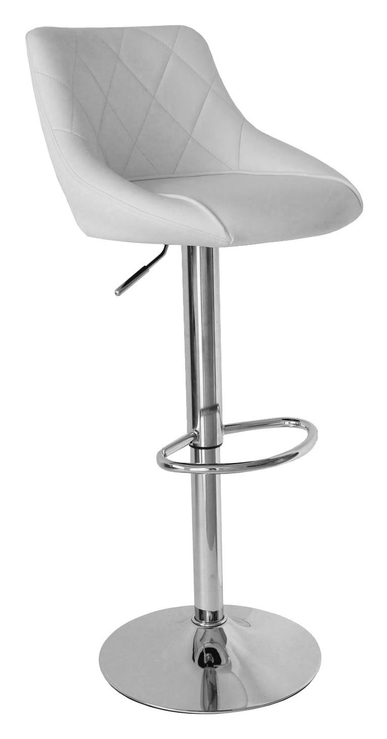STOŁEK BAROWY LIFE - biały/kolor chromowy, Design, metal/tkanina (47,5/82-103/52cm) - MID.YOU