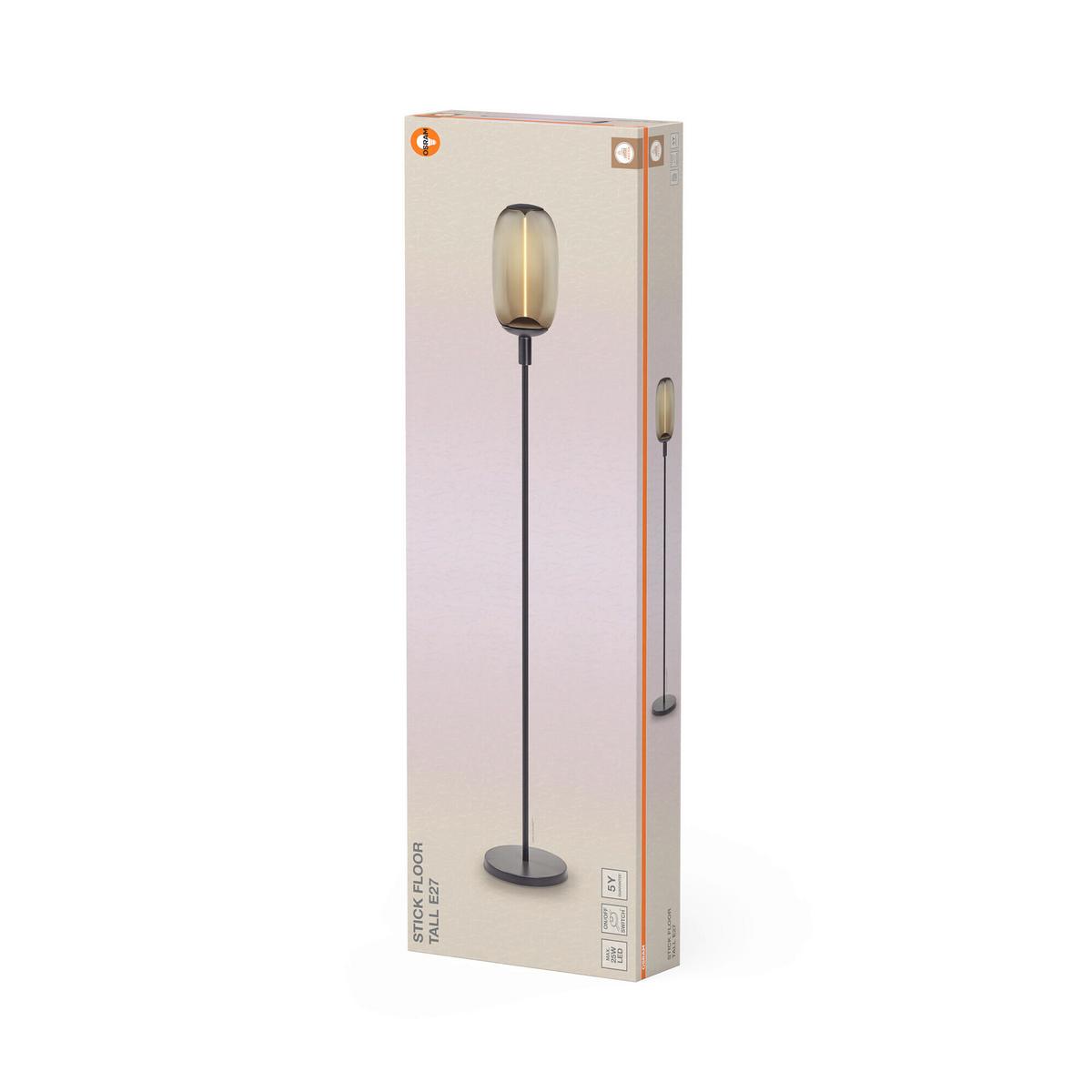 LAMPA STOJĄCA DCR STICK FLOOR TALL 1XE27 DG - ciemnoszary, Basics, metal (26/146cm) - Osram