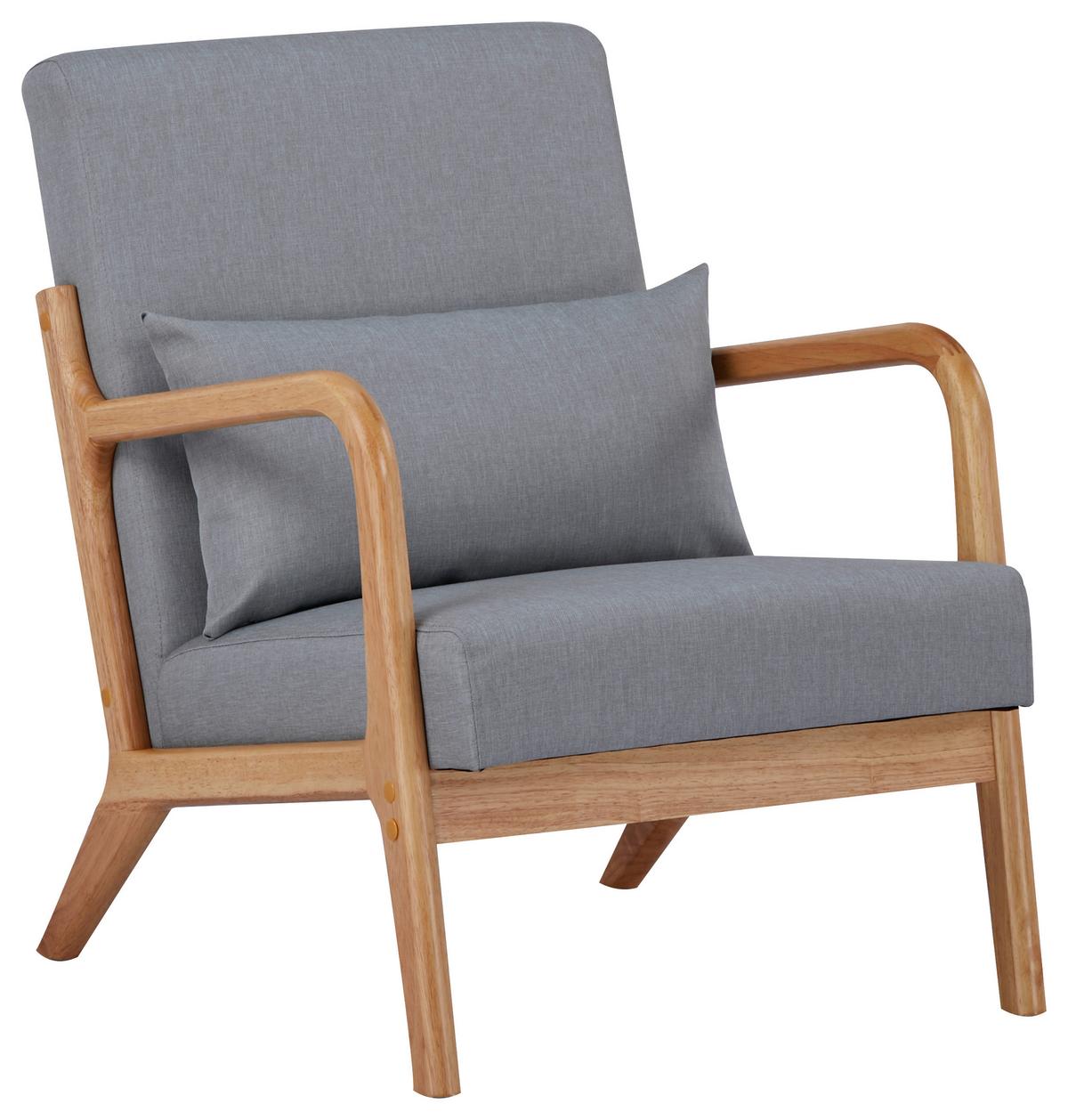 FOTEL JEAN - kolor naturalny/szary, Modern, tkanina/drewno (73/76/60cm) - Livetastic