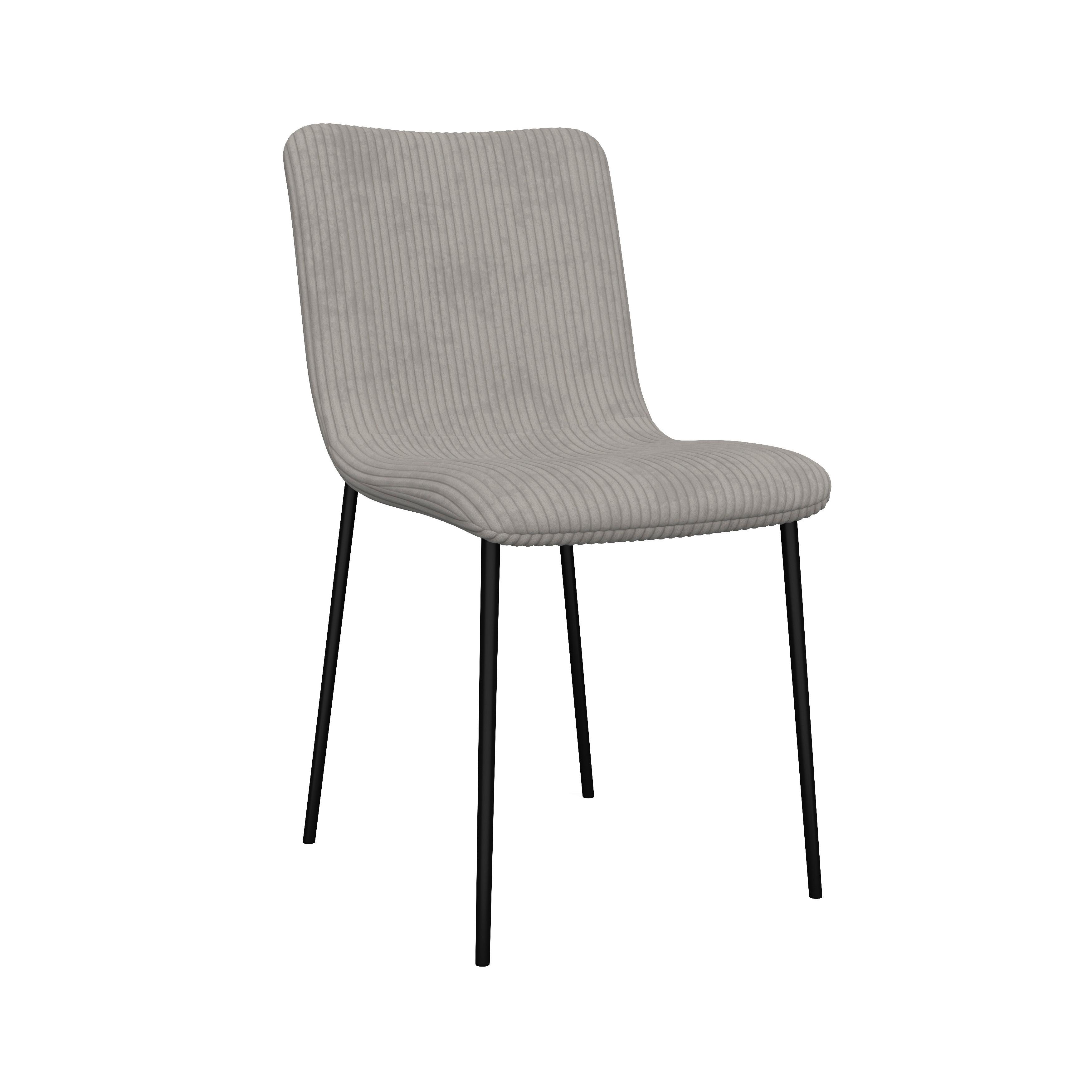 Stuhl Amy Hellgrau Cord Gepolstert - Hellgrau/Schwarz, MODERN, Holz/Textil (45/85/55cm) - Bessagi Home
