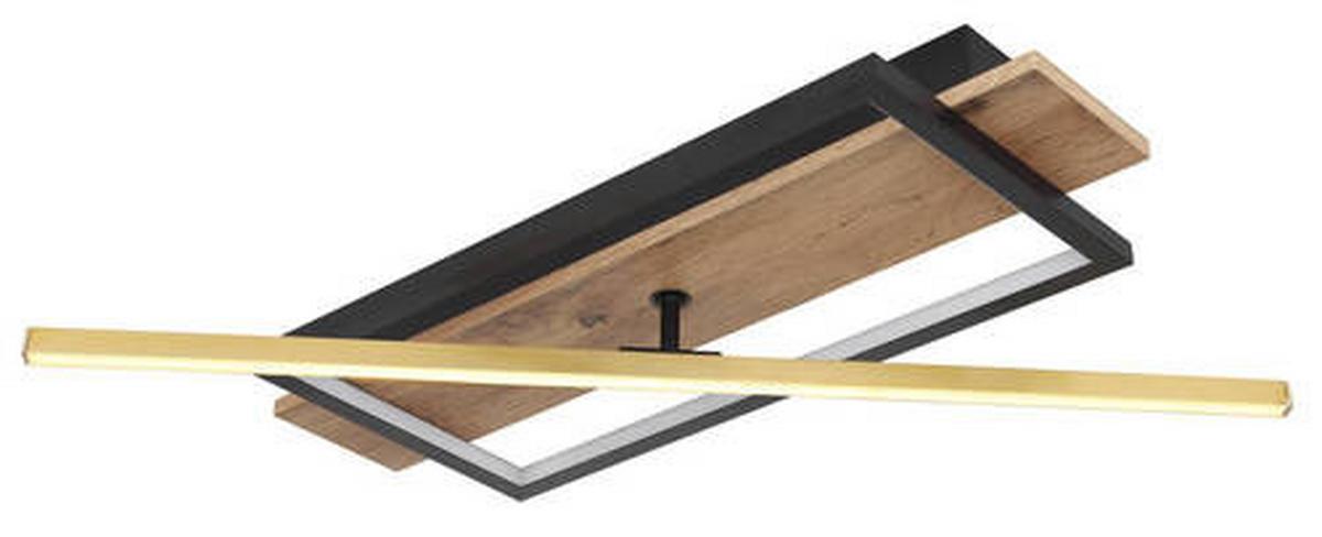 LED-DECKENLEUCHTE 67296D - Dunkelbraun/Messingfarben, Design, Holzwerkstoff/Kunststoff (60,5/20/9cm) - Globo