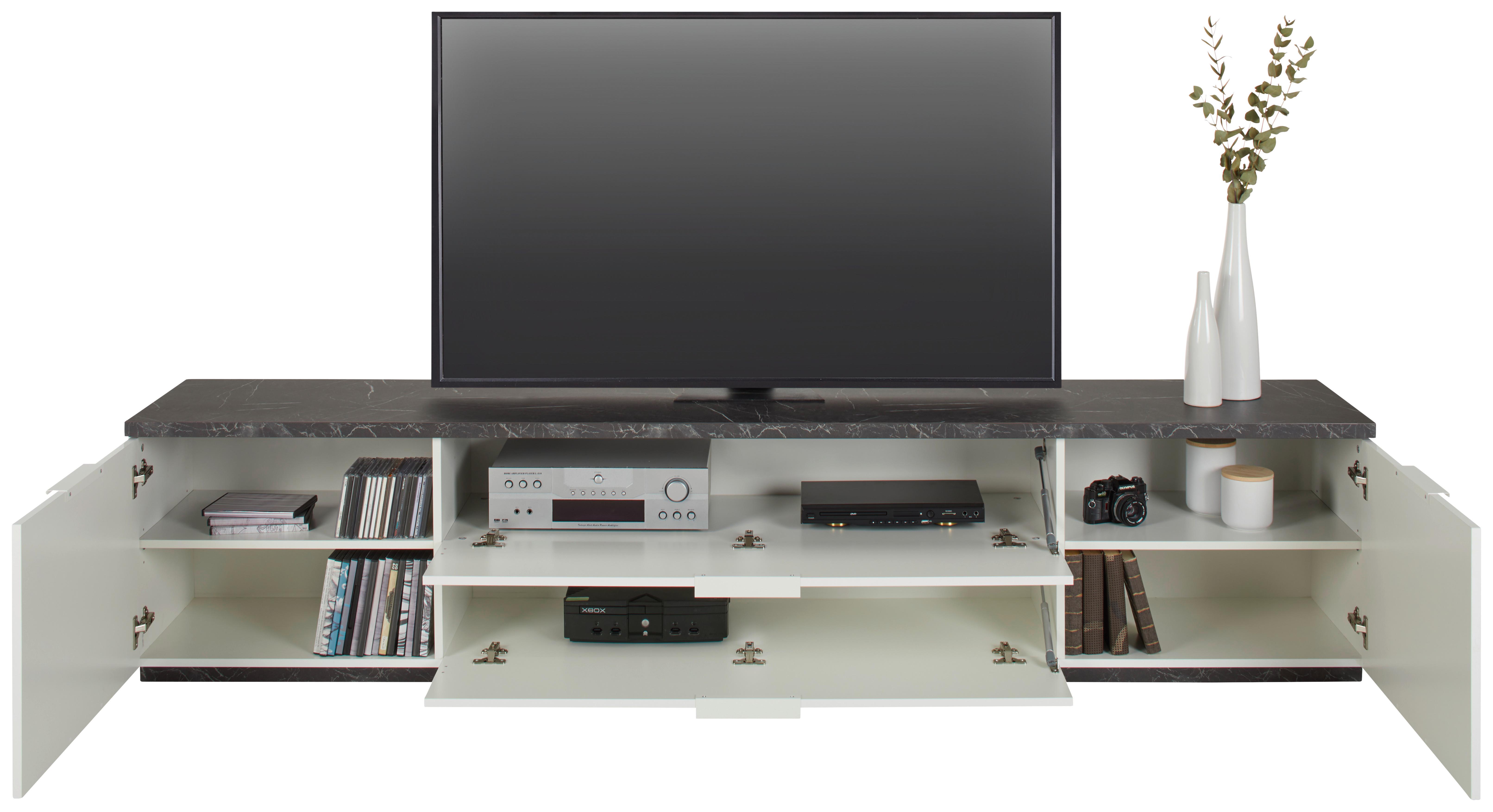 TV-BÄNK MUNDI - vit/vit högglans, Modern, metall/trämaterial (240/51/45cm) - Mömax