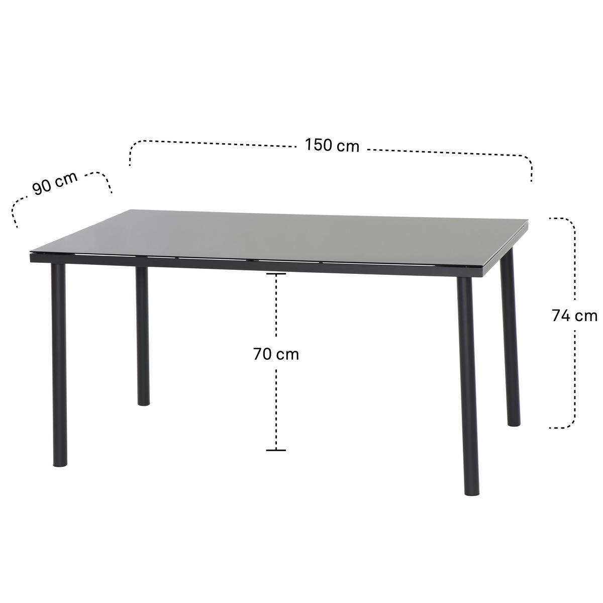 Vrtna Garnitura Torino, Siva, 7-Delno - siva, Moderno, kovina/steklo (150/74/90cm) - Beldano
