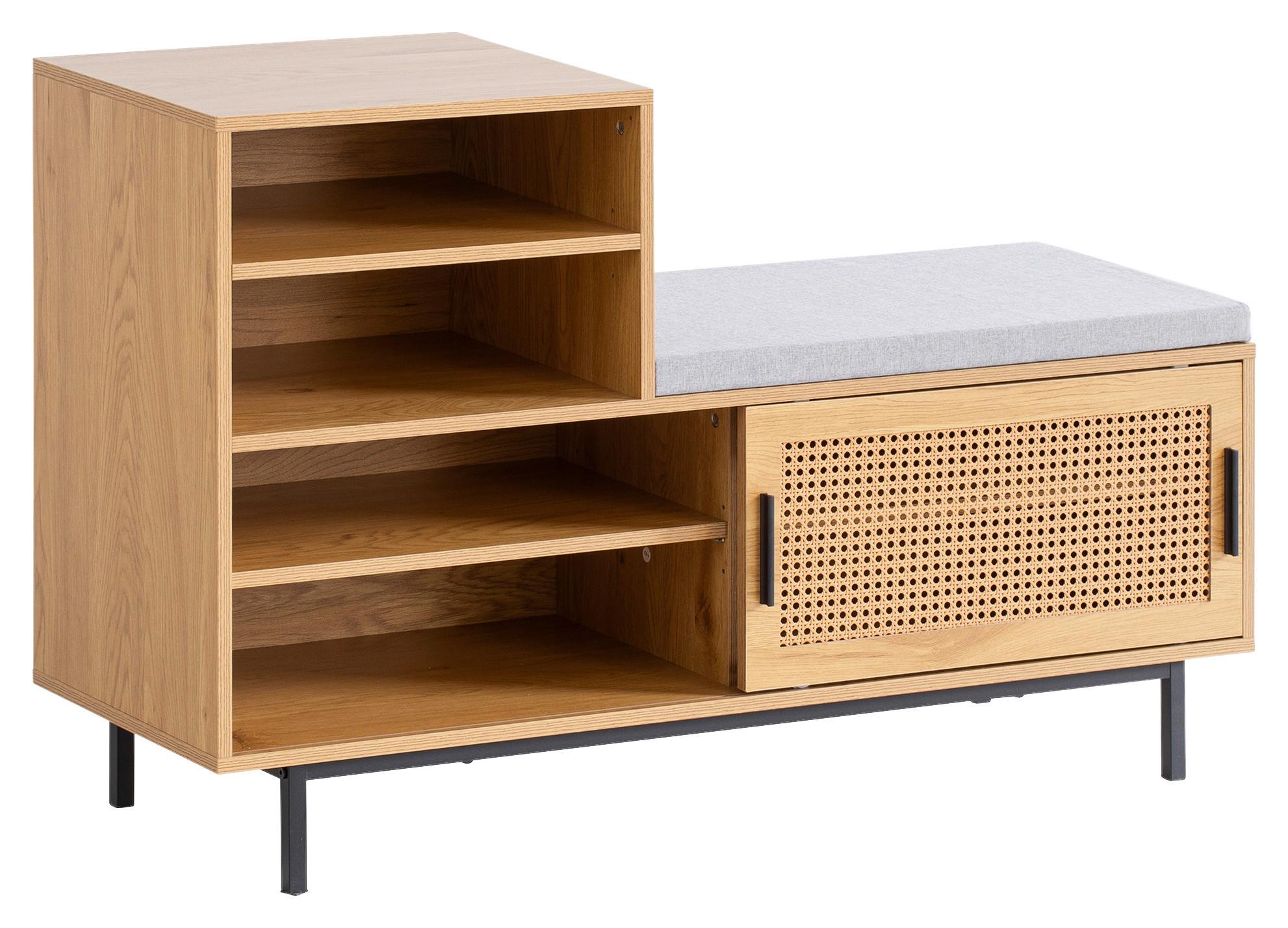 Klop S Prostorom Za Čevlje Wl6.833 - črna/barve hrasta, Konvencionalno, kovina/leseni material (120/75,5/40cm) - Livetastic