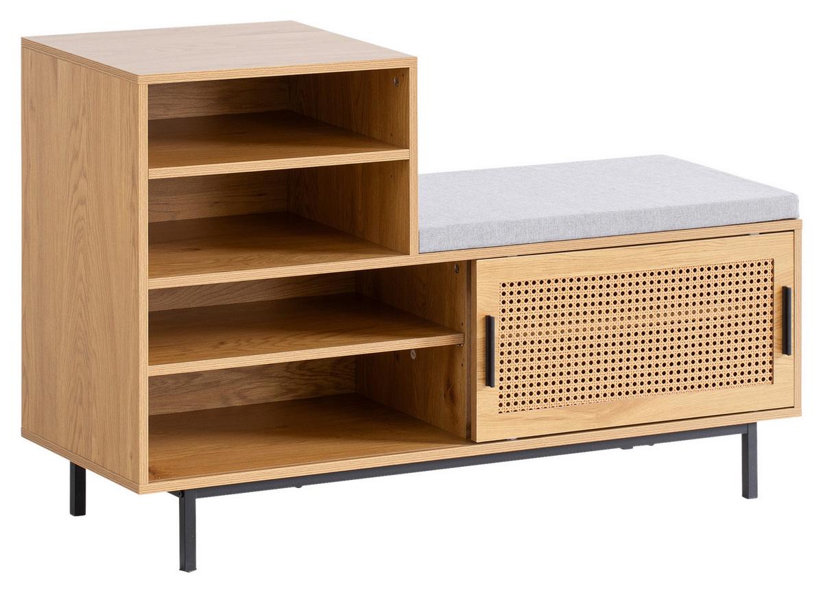 Klop S Prostorom Za Čevlje Wl6.833 - črna/barve hrasta, Konvencionalno, kovina/leseni material (120/75,5/40cm) - Livetastic