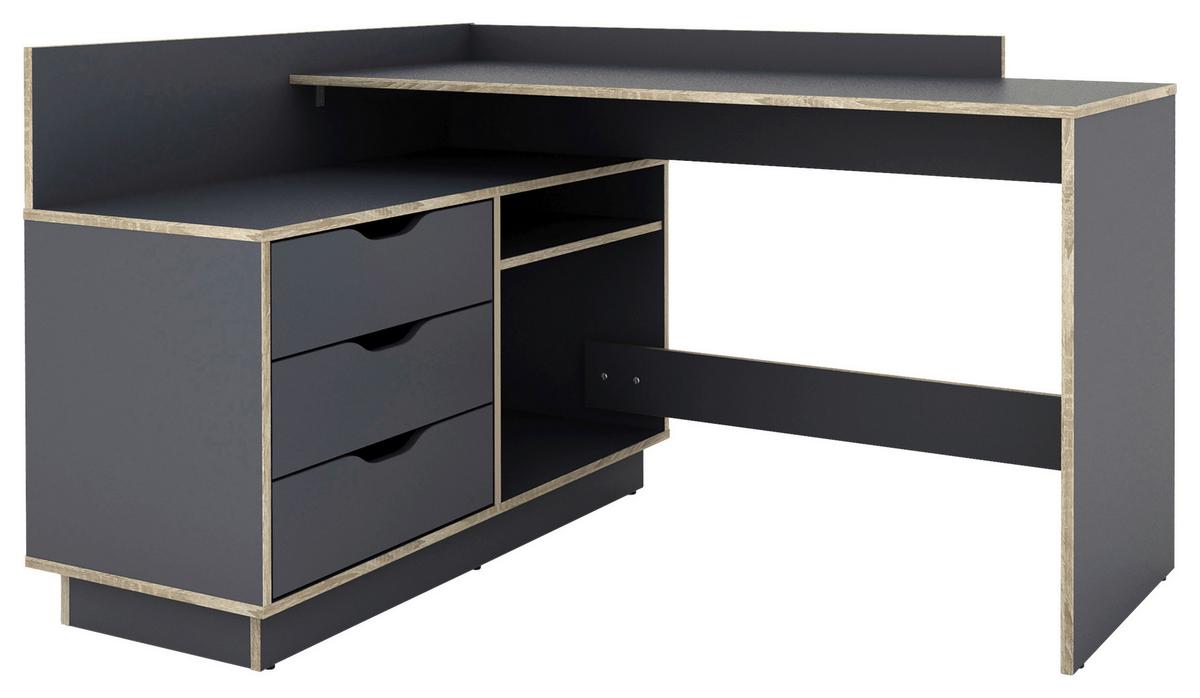 Eckschreibtisch Belfast Anthrazit/Eichefarben - Eichefarben/Anthrazit, LIFESTYLE, Holzwerkstoff (129/105/84cm) - MID.YOU