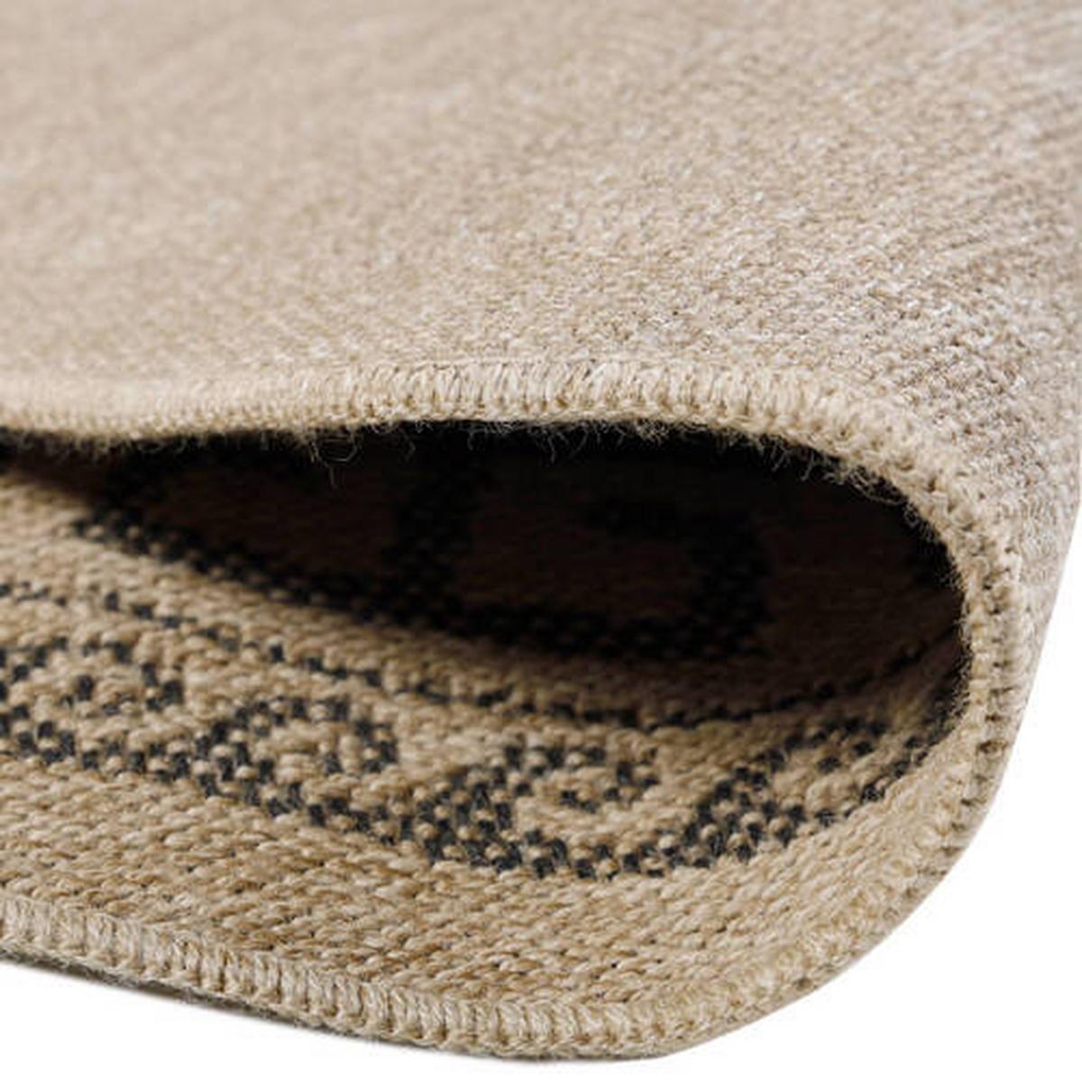 Zunanja Preproga Comilla, Ø 200cm, Bež - črna, Basics, tekstil (200/200cm) - Novel