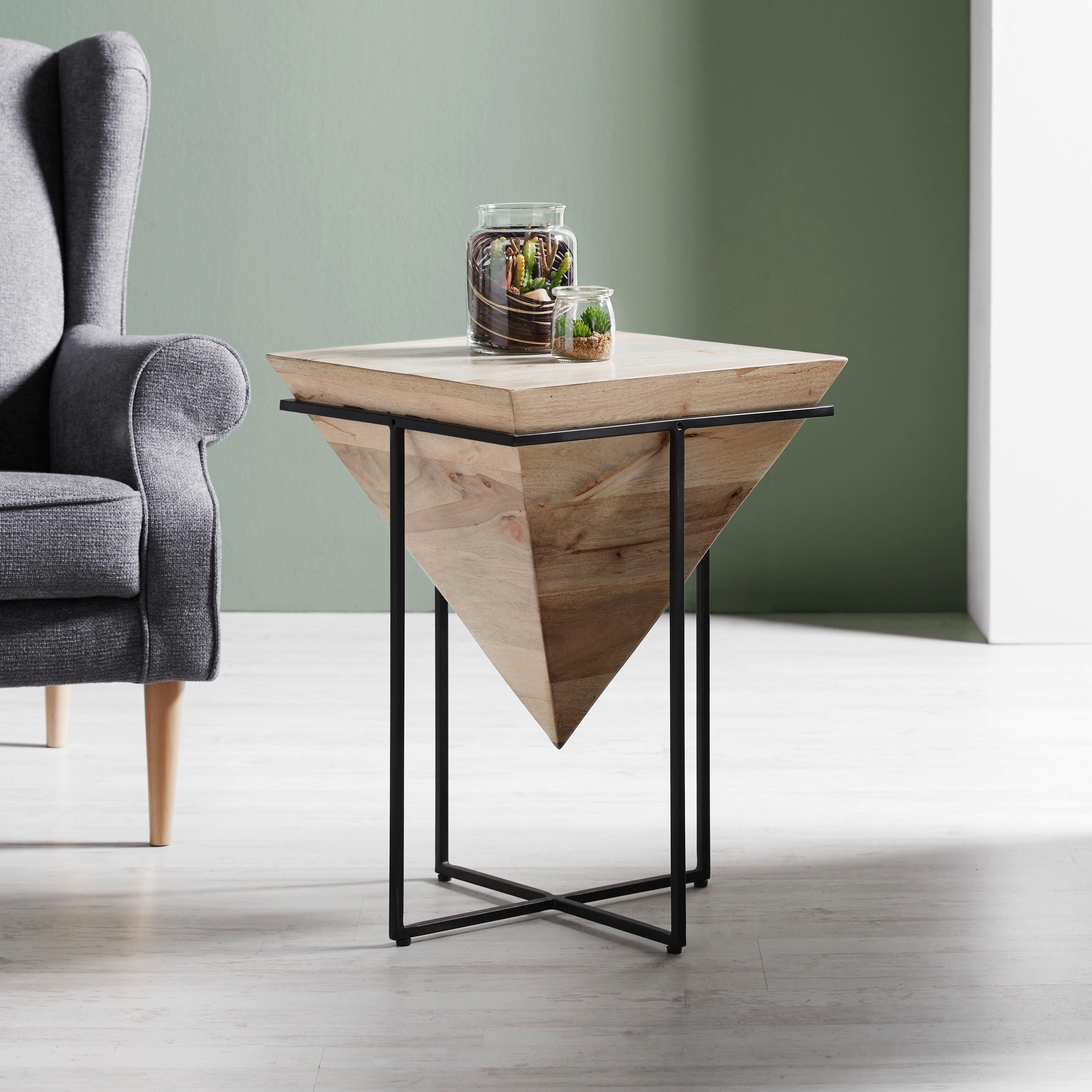 Kisasztal Piramis Forma Fa-fém Pyramide - natúr színű/fekete, Lifestyle, fa/fém (45/60/45cm) - Mömax