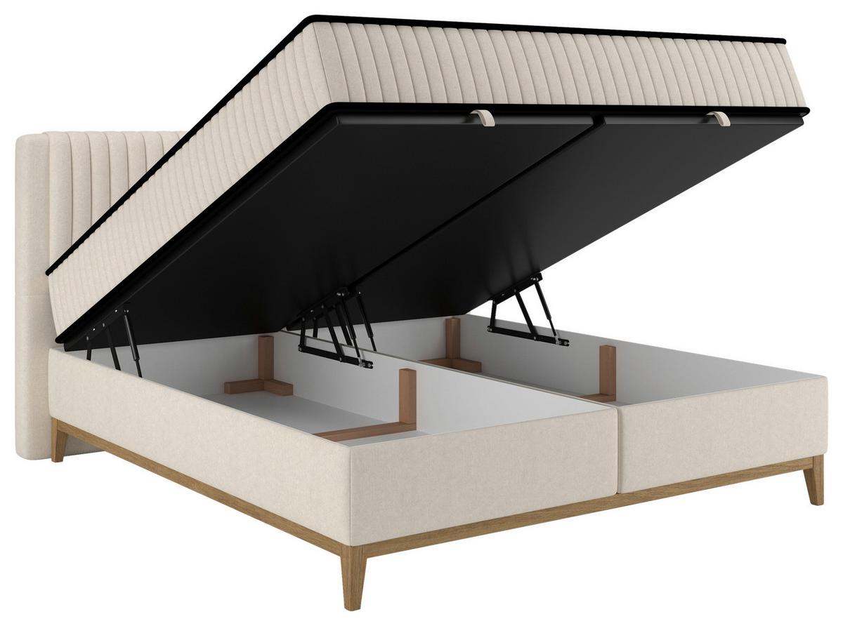 Bett Elena Creme ca. 180x200cm - Creme, KONVENTIONELL, Holz/Holzwerkstoff (180/200cm) - Sembella