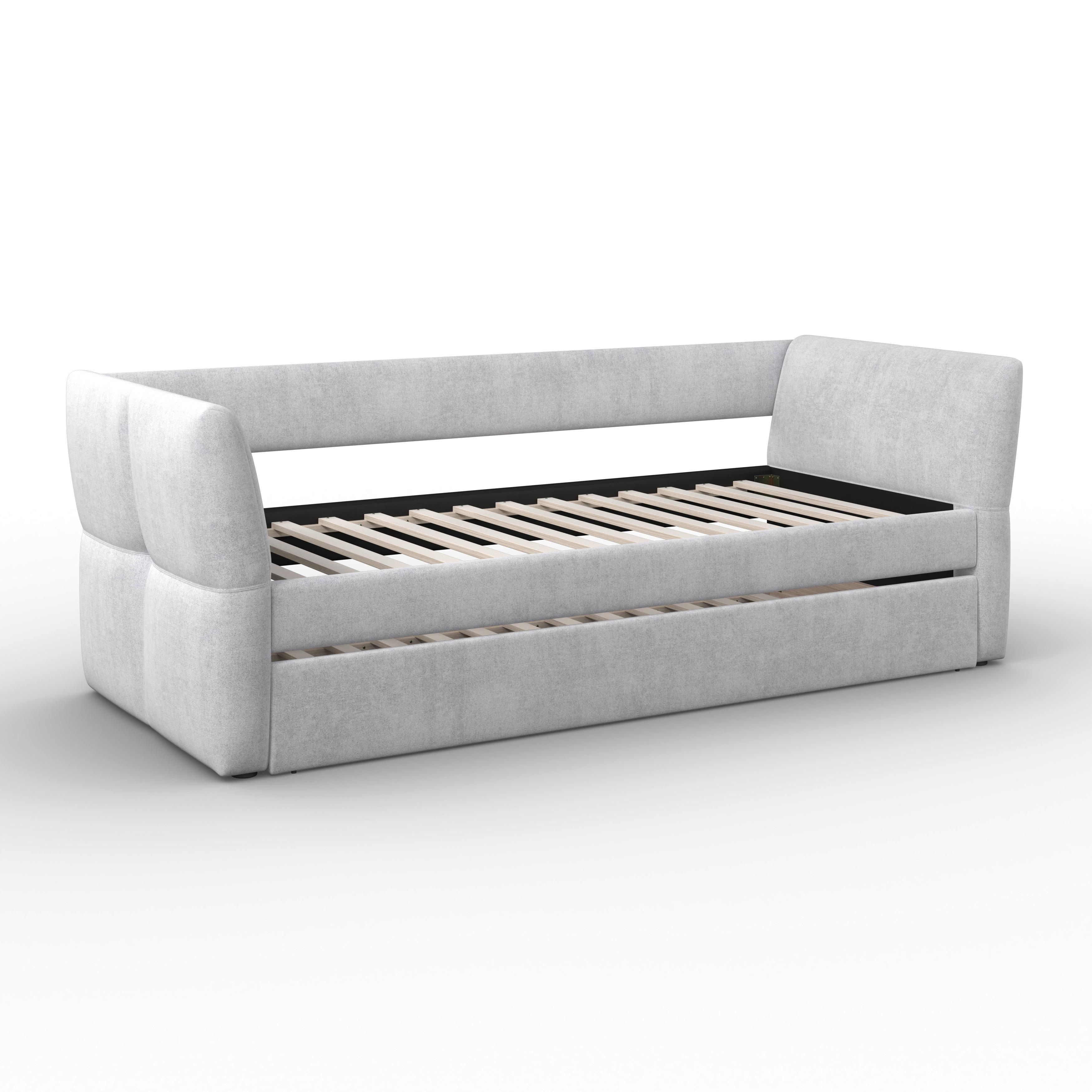 STOPPAD SÄNG DREAM - ljusgrå/ljusbrun, Modern, trä/textil (90/200cm) - Bessagi Home
