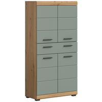 Srednje Visoka Omara Scout, Žajbljevo Zelena - črna/žajbljevo zelena, Moderno, umetna masa/leseni material (74/141/31cm) - MID.YOU