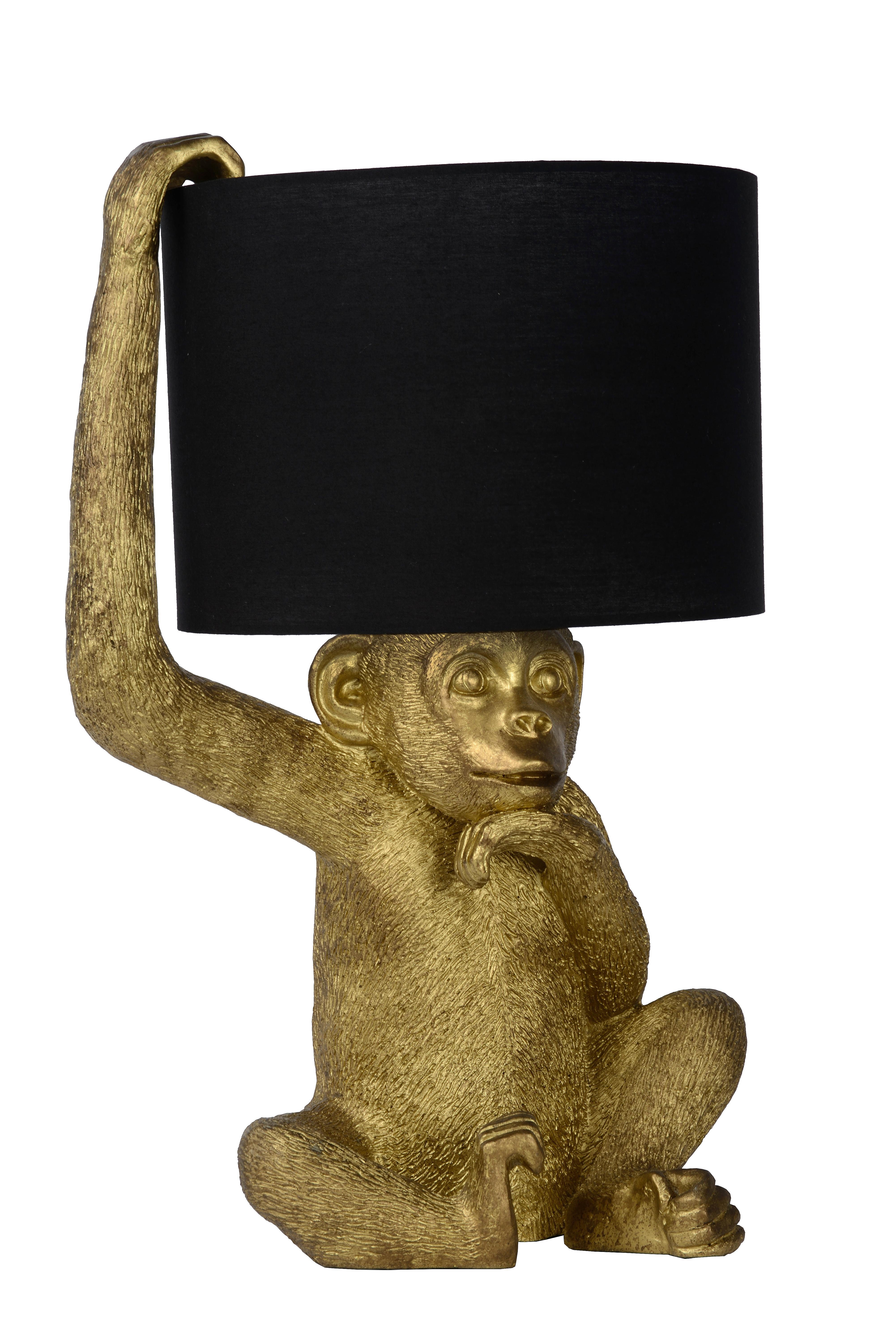 Tischleuchte 10502/81/30 Extravaganza Chimp - Goldfarben/Schwarz, Trend, Kunststoff/Textil (30/30/45cm) - Lucide