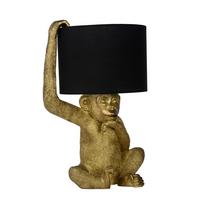 Tischleuchte 10502/81/30 Extravaganza Chimp - Goldfarben/Schwarz, Trend, Kunststoff/Textil (30/30/45cm) - Lucide