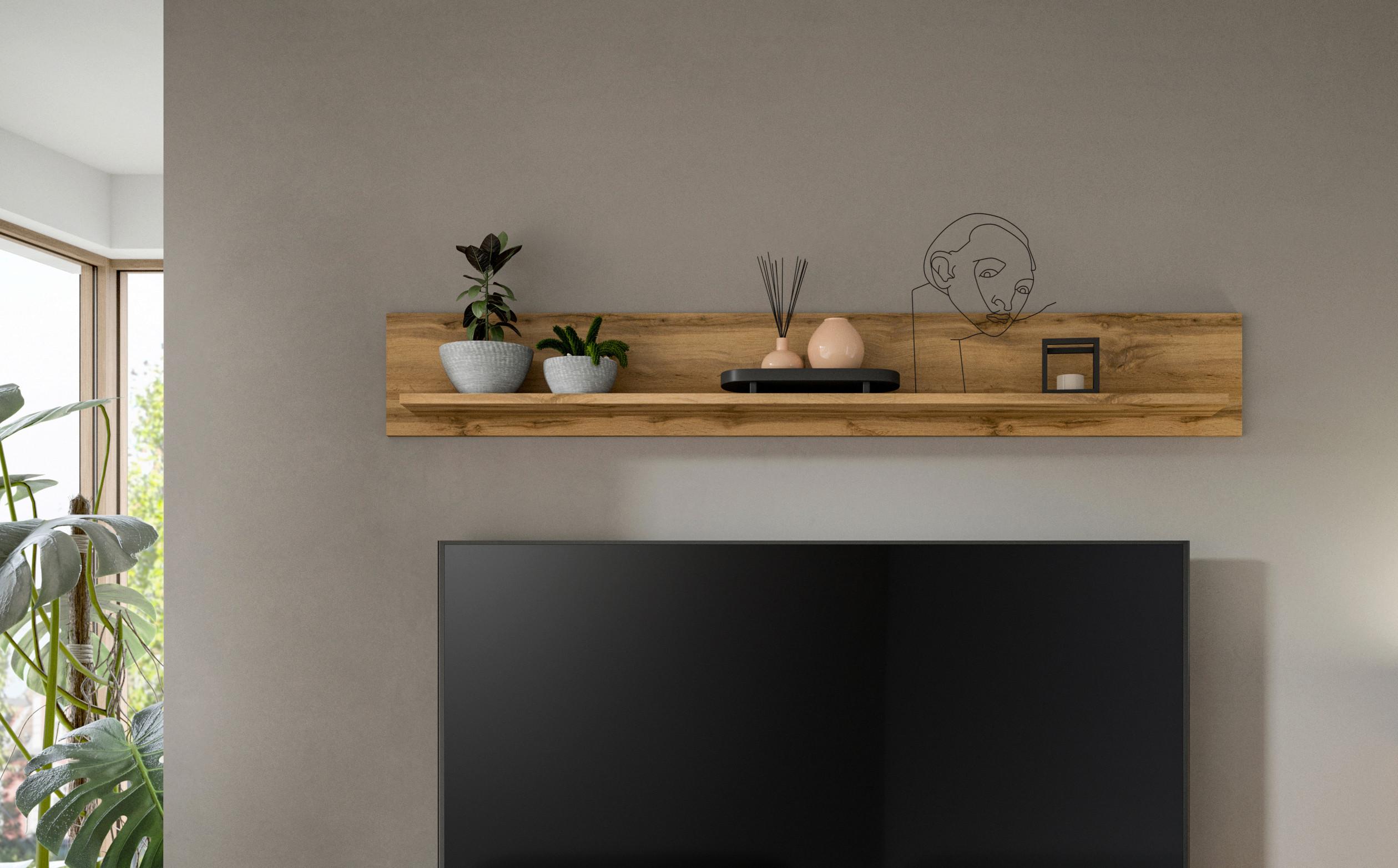 Zidna Polica Jam - hrast Wotan, Design, drvni materijal (140/20/15cm) - Modern Living