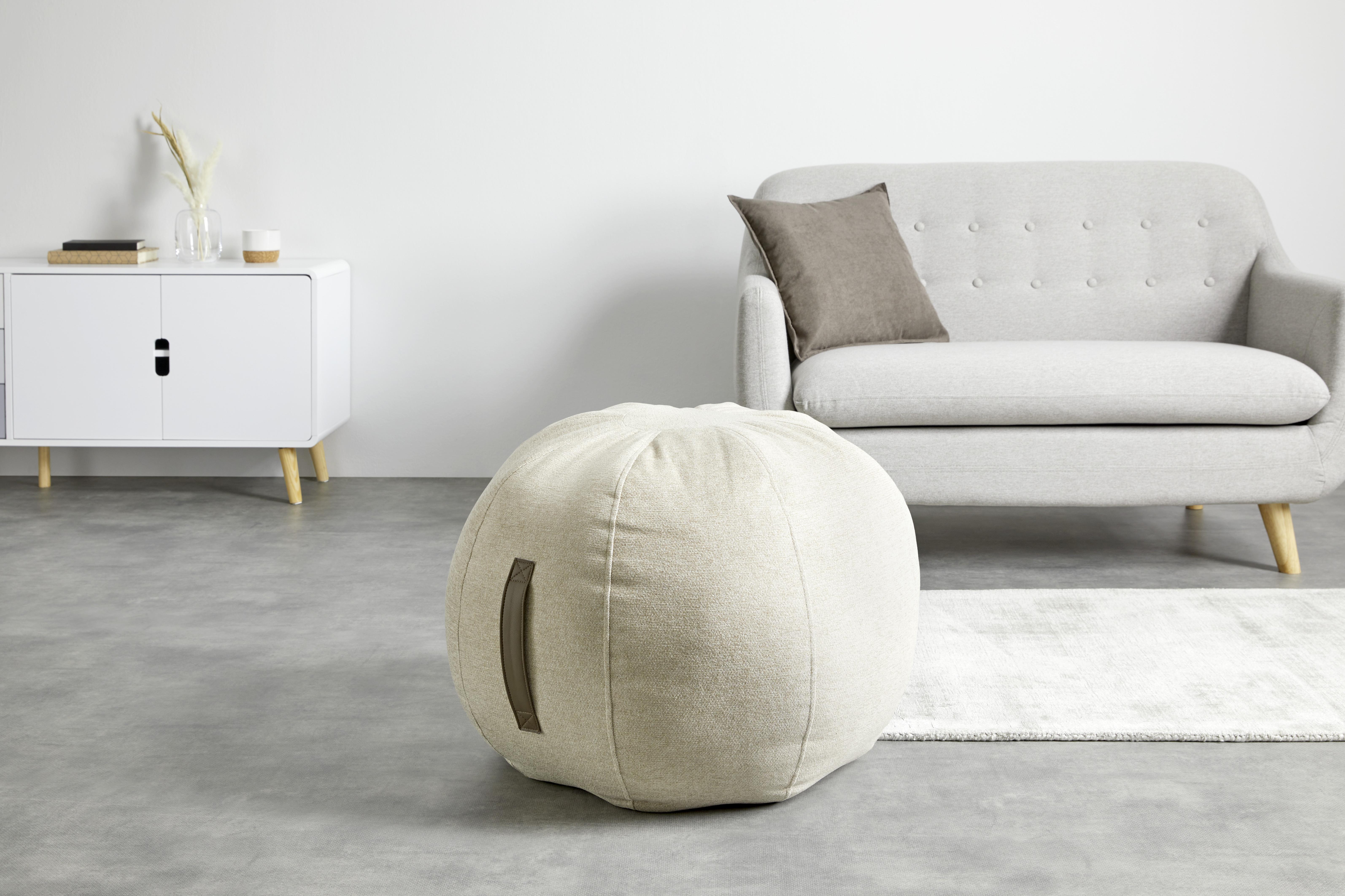 Pouf Eleni in Beige - Beige, MODERN, Textil (55/55cm) - Bessagi Home