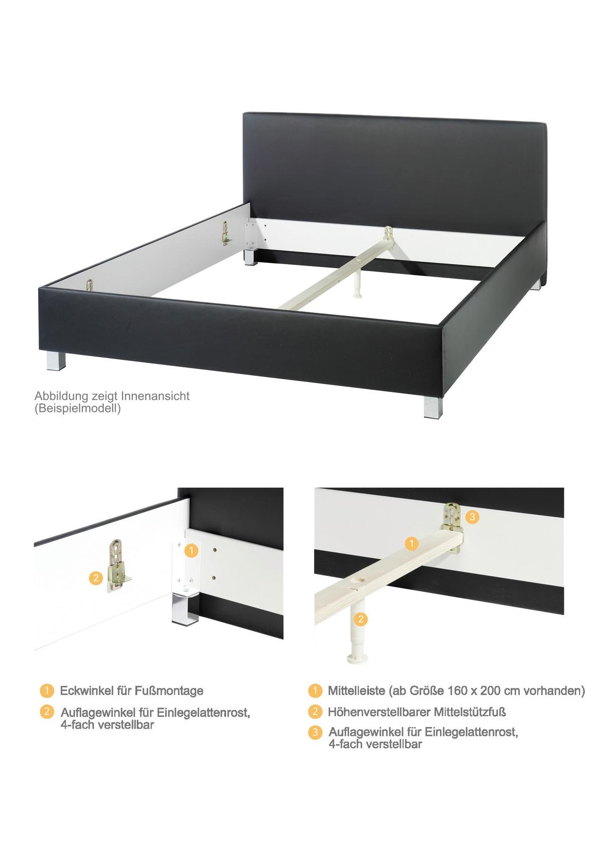 Polsterbett Aiken Blau ca. 100x200 cm - Blau/Schwarz, MODERN, Holz/Textil (100/200cm) - Livetastic