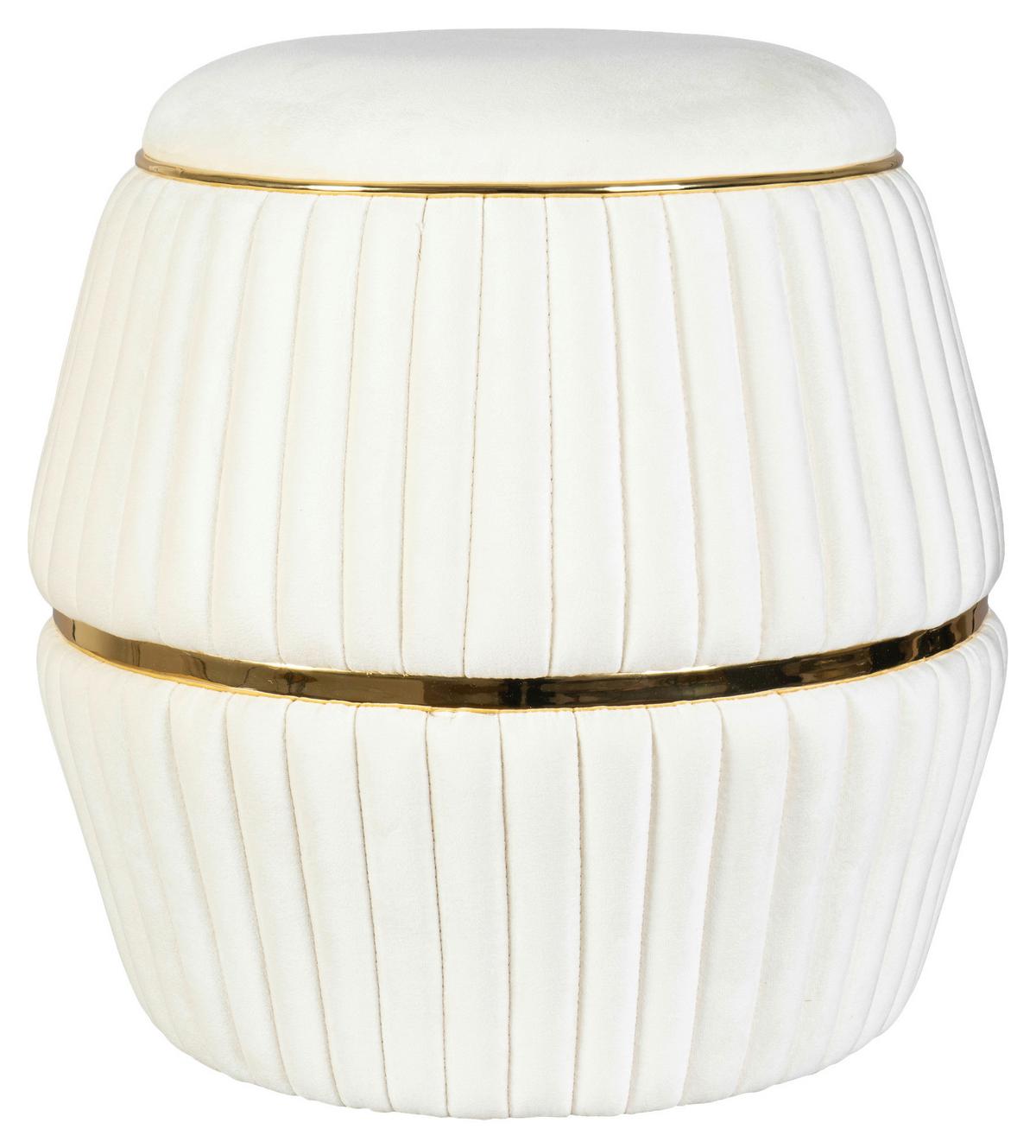 HOCKER DORIC 225 - Beige/Goldfarben, Design, Textil (51,5/53cm) - Kayoom