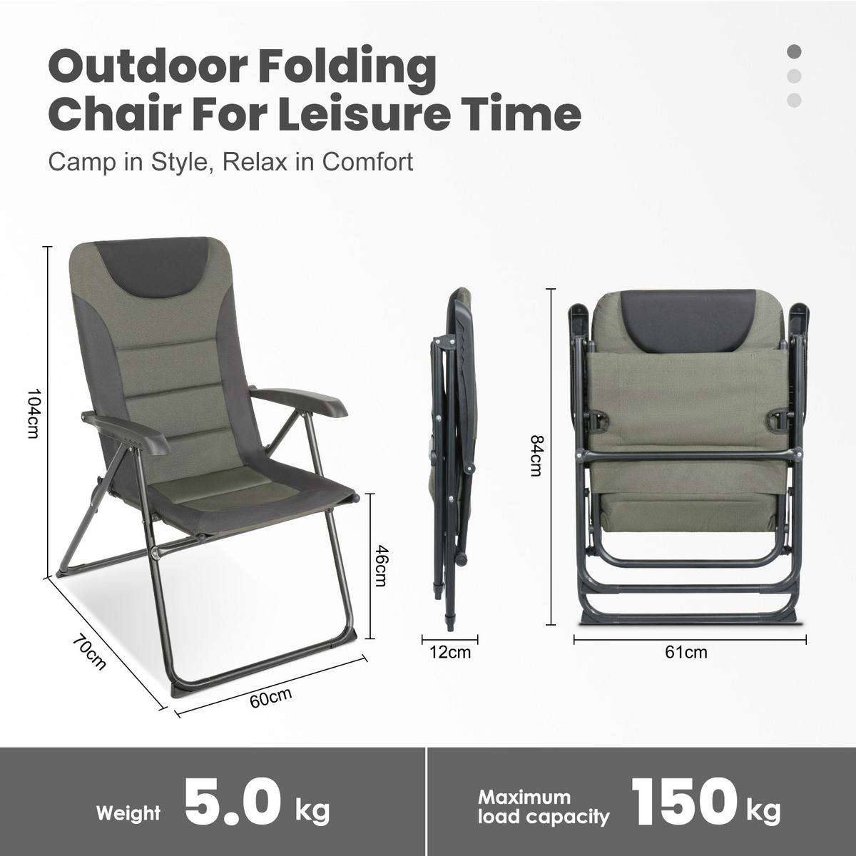 Campingsessel Olivgrün/Schwarz - Schwarz/Olivgrün, Basics, Textil/Metall (60/104/70cm) - Modante