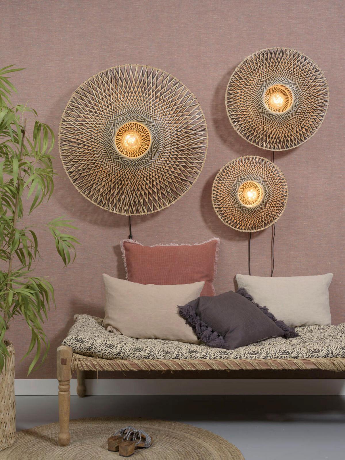 Stenska Svetilka Bali - svetlo rjava/črna, Design, kovina/naravni materiali (60/15cm) - Good & Mojo