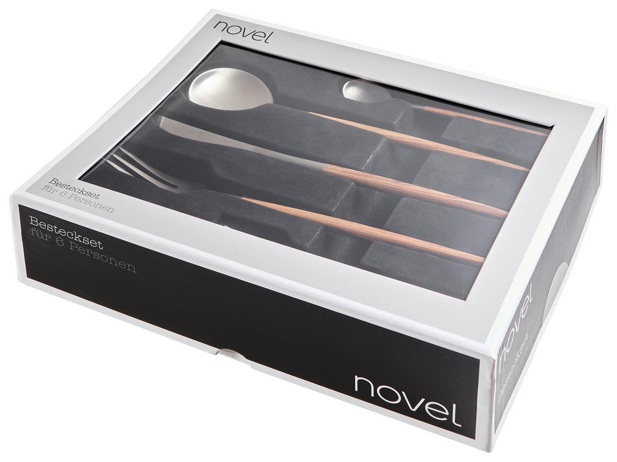 ZESTAW SZTUĆCÓW WOOD - kolor akacjowy/kolor stalowy, Design, metal - Novel