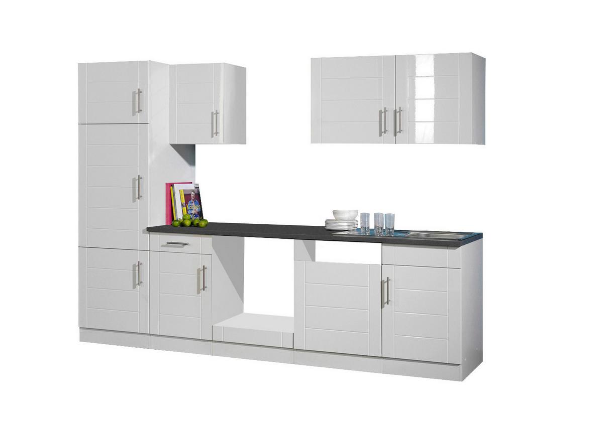 Küchenleerblock Nevada IV Weiß Hochglanz - Chromfarben/Weiß Hochglanz, MODERN, Holzwerkstoff/Metall (280cm) - Held