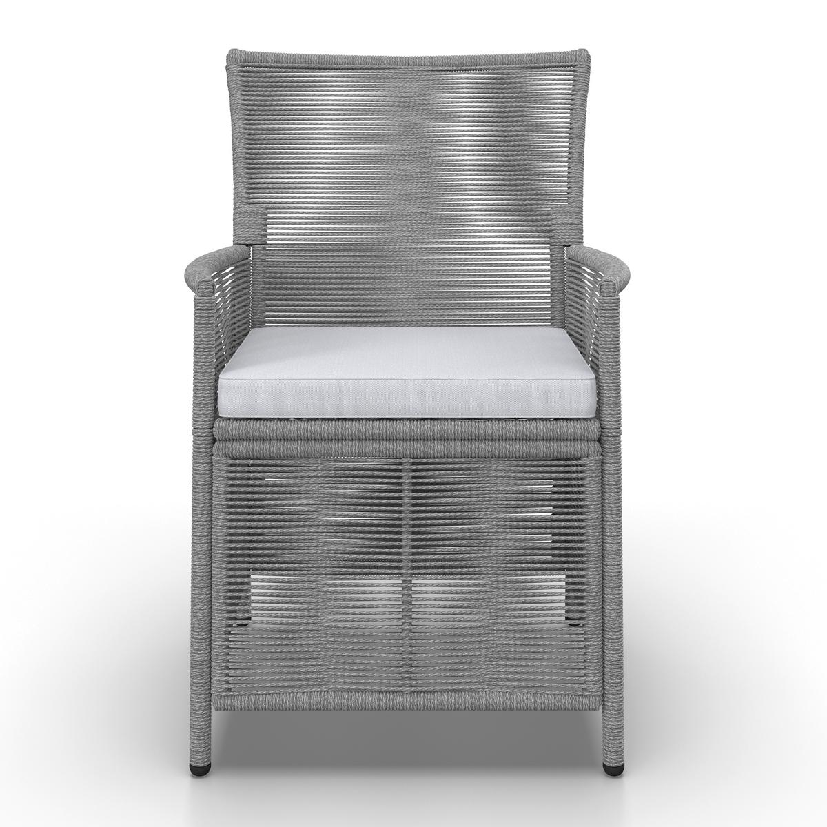 Gartengarnitur Simone Hellgrau Holz/Kunststoff/Outdoorstoff - Hellgrau/Akaziefarben, MODERN, Holz/Kunststoff - Bessagi Garden